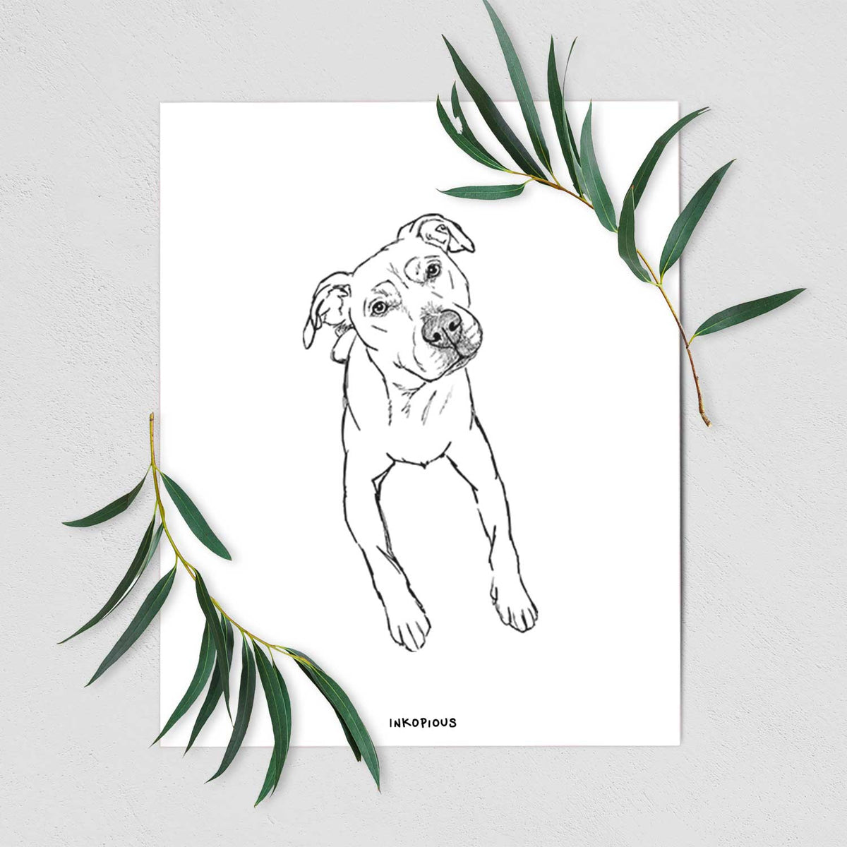 Doodled Ava Rose the Pitbull Mix Art Print