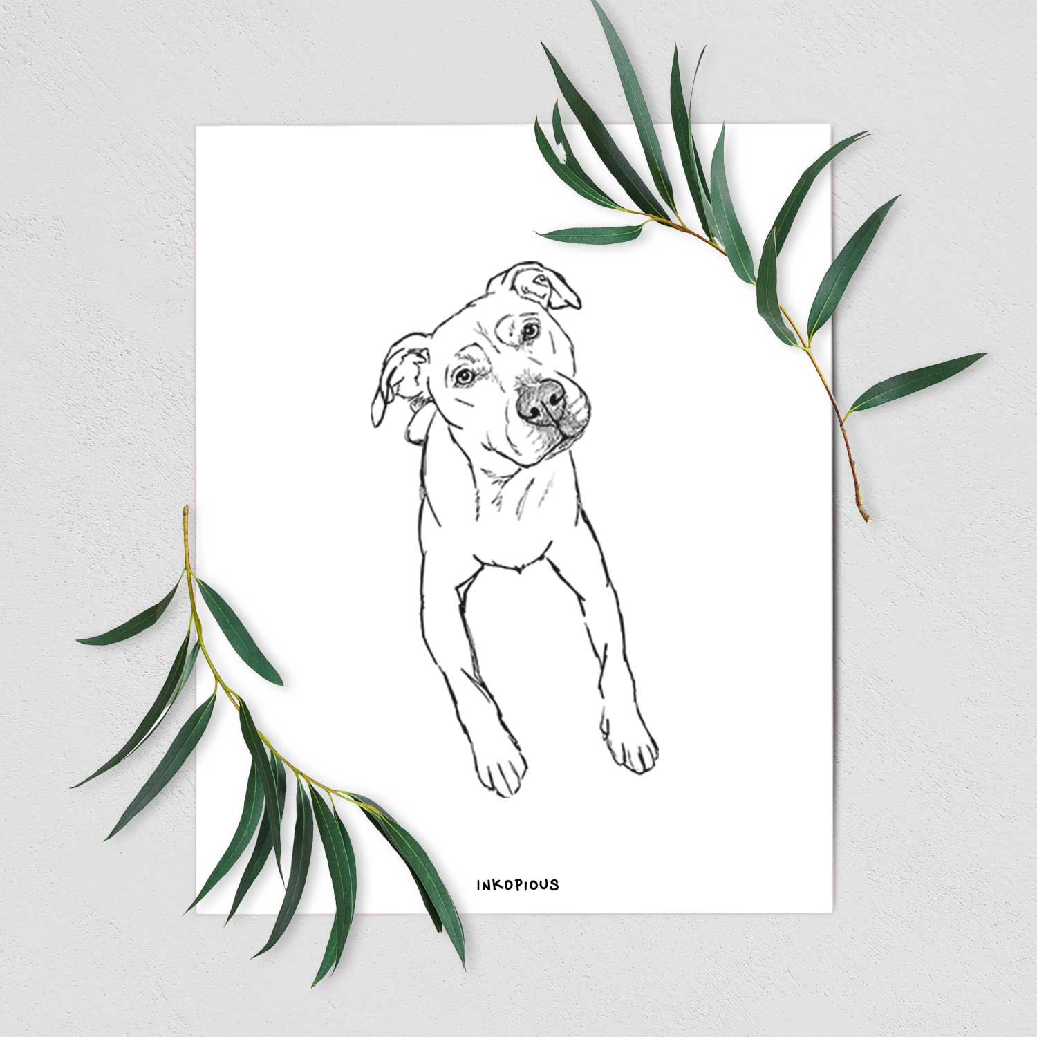 Doodled Ava Rose the Pitbull Mix Art Print