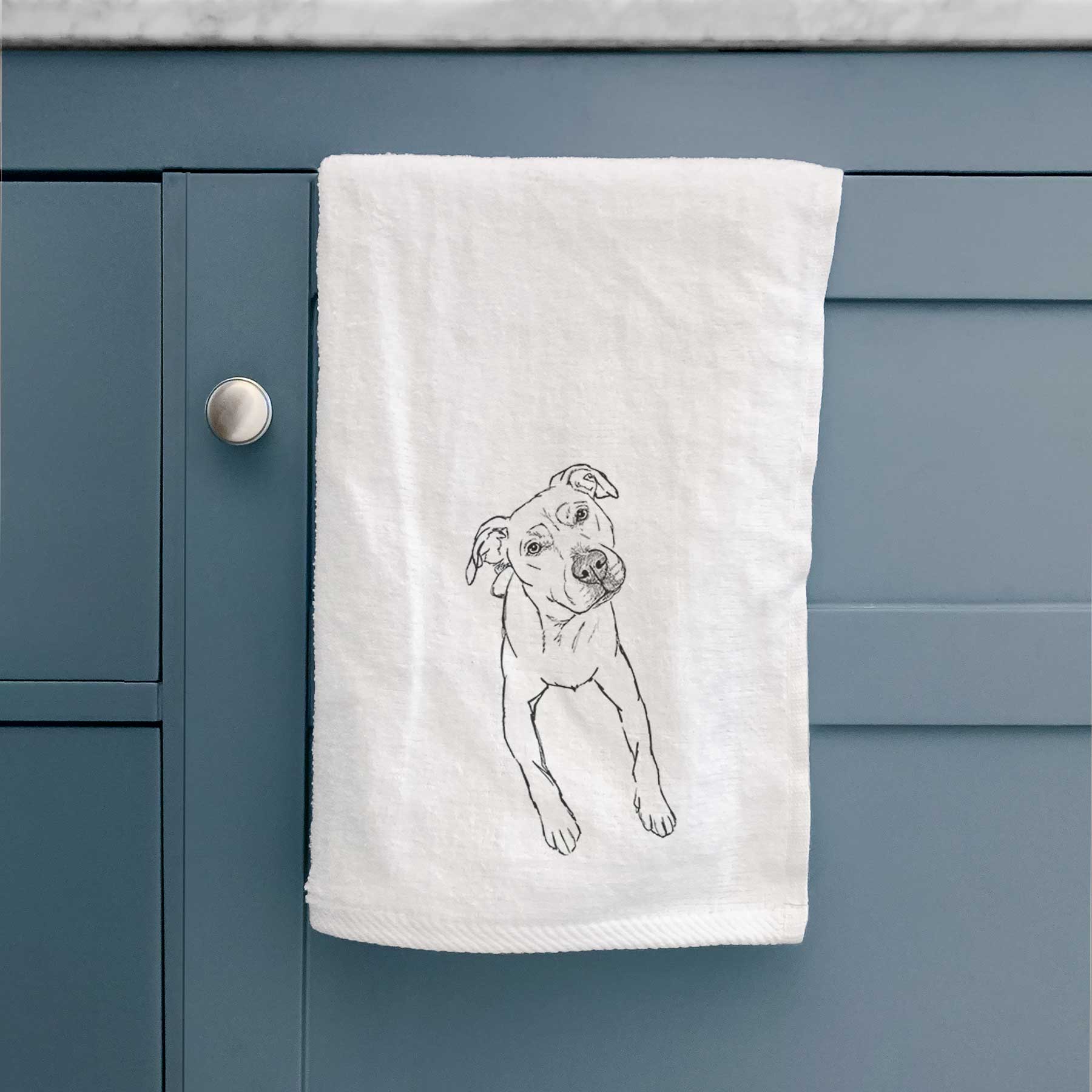 Doodled Ava Rose the Pitbull Mix Decorative Hand Towel