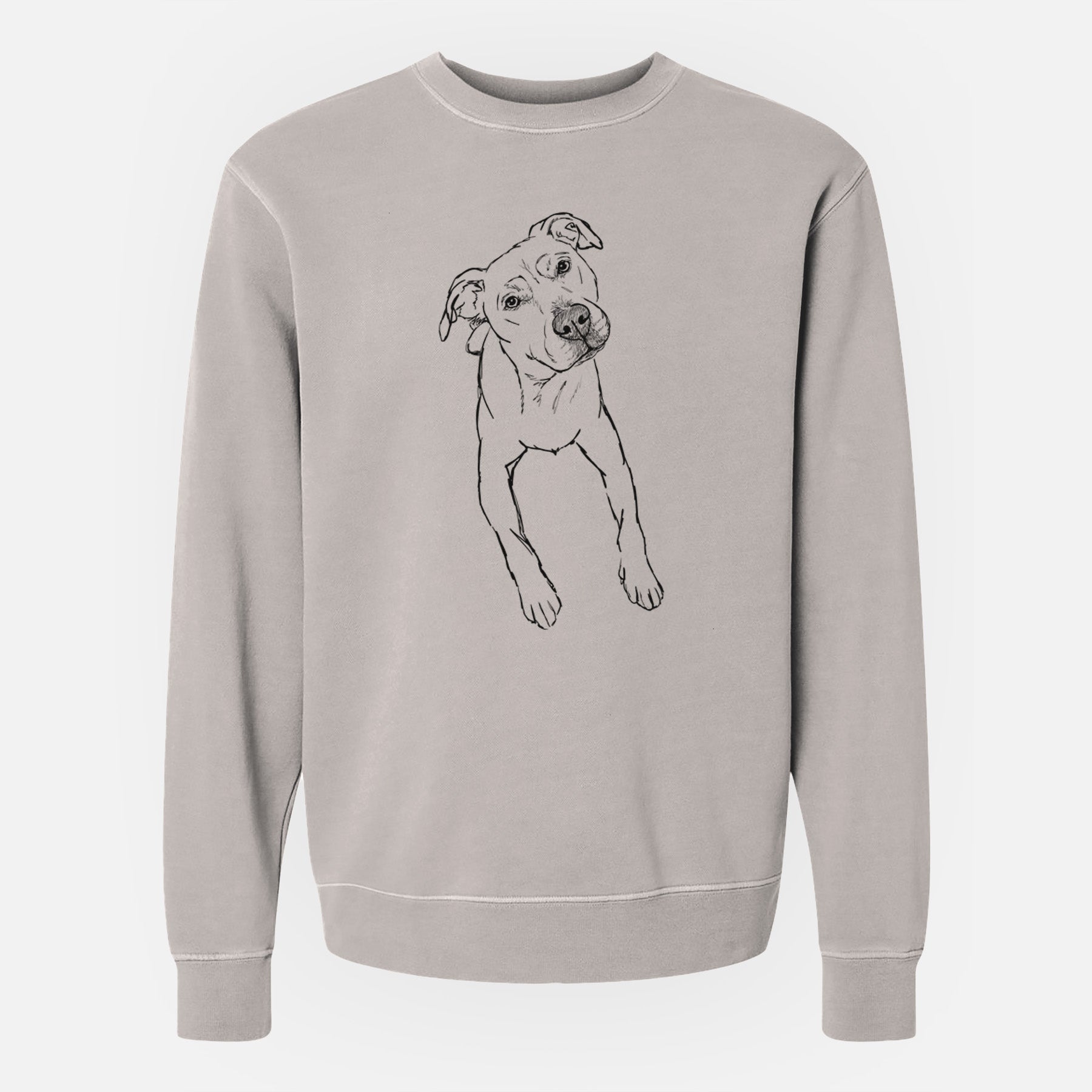 Doodled Ava Rose the Pitbull Mix - Unisex Pigment Dyed Crew Sweatshirt