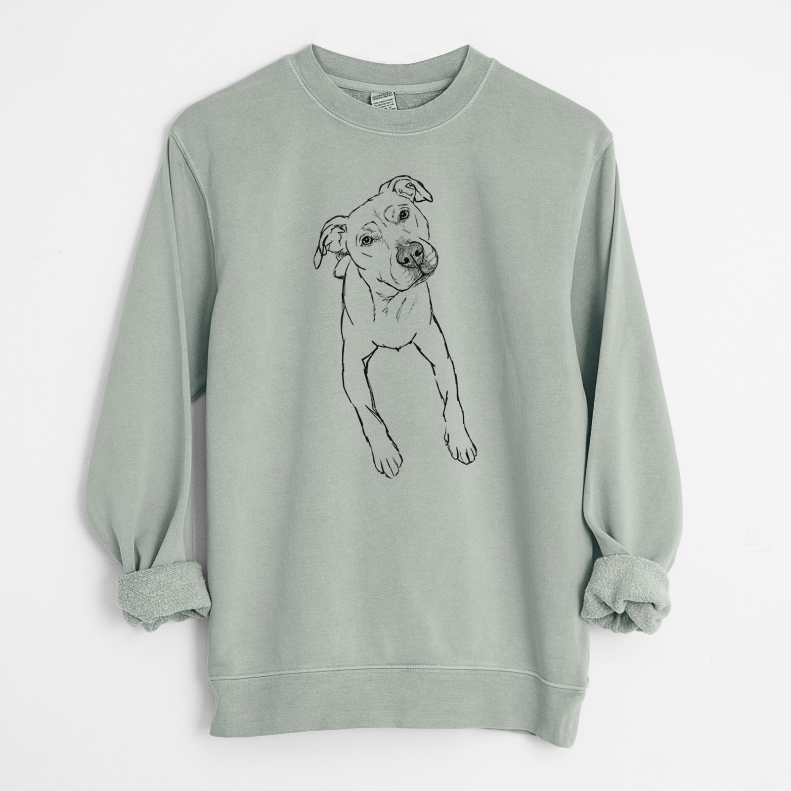 Doodled Ava Rose the Pitbull Mix - Unisex Pigment Dyed Crew Sweatshirt