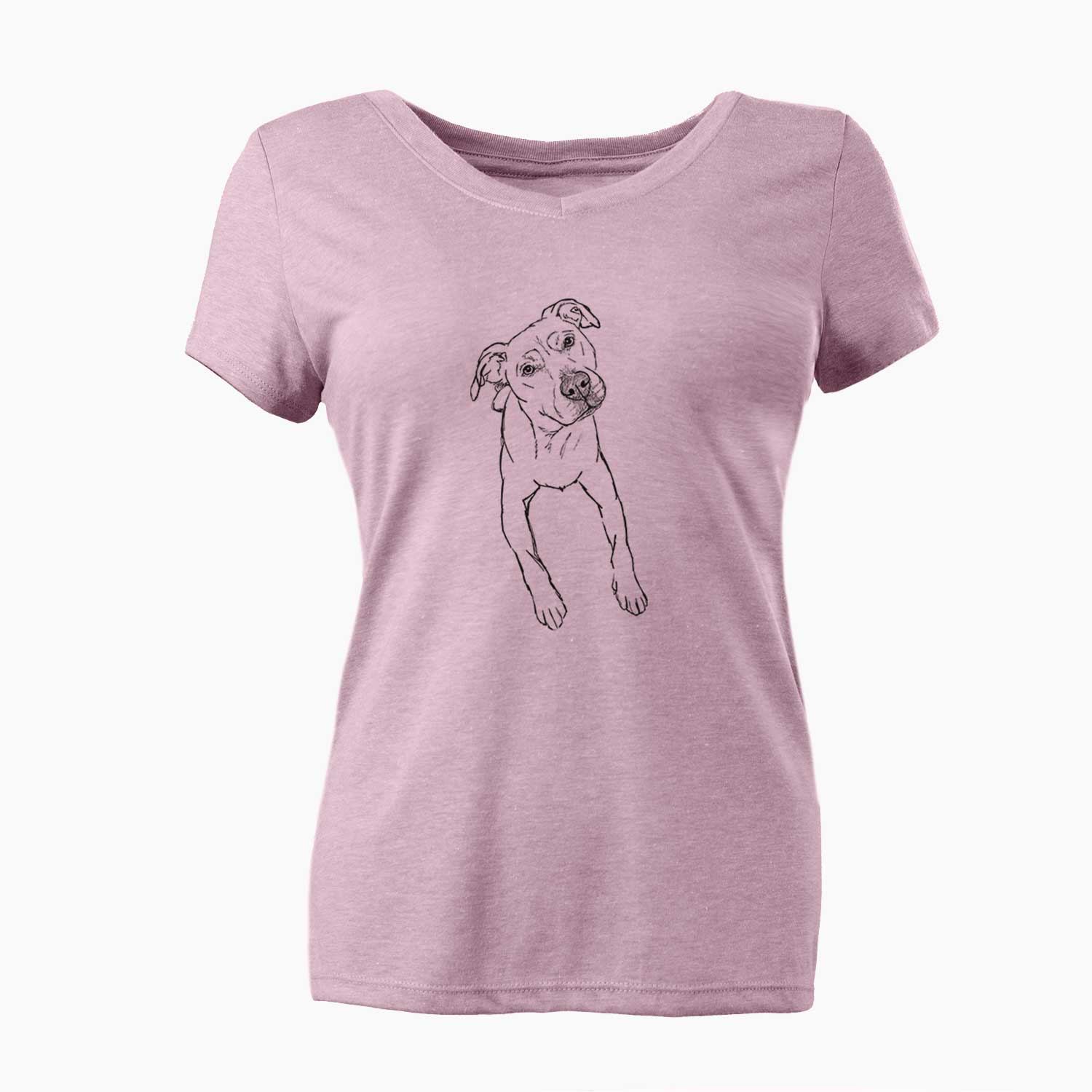 Doodled Ava Rose the Pitbull Mix - Women's V-neck Shirt