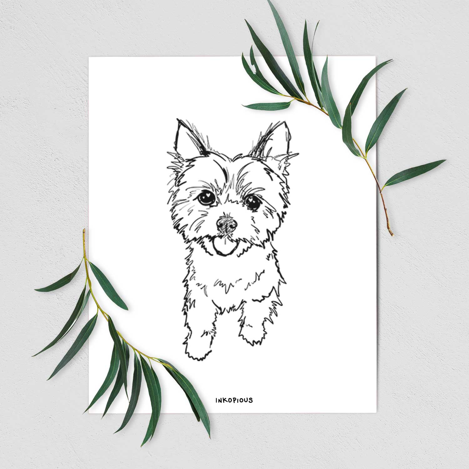 Doodled Axl the Yorkshire Terrier Art Print