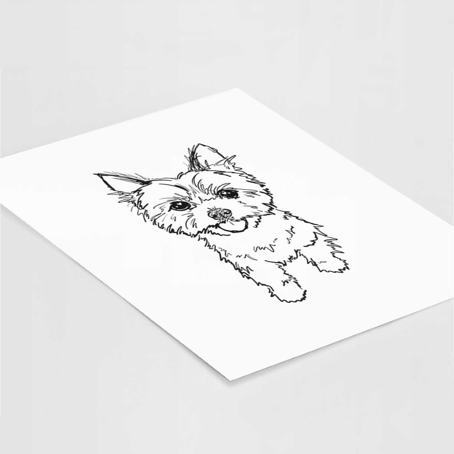 Doodled Axl the Yorkshire Terrier Art Print