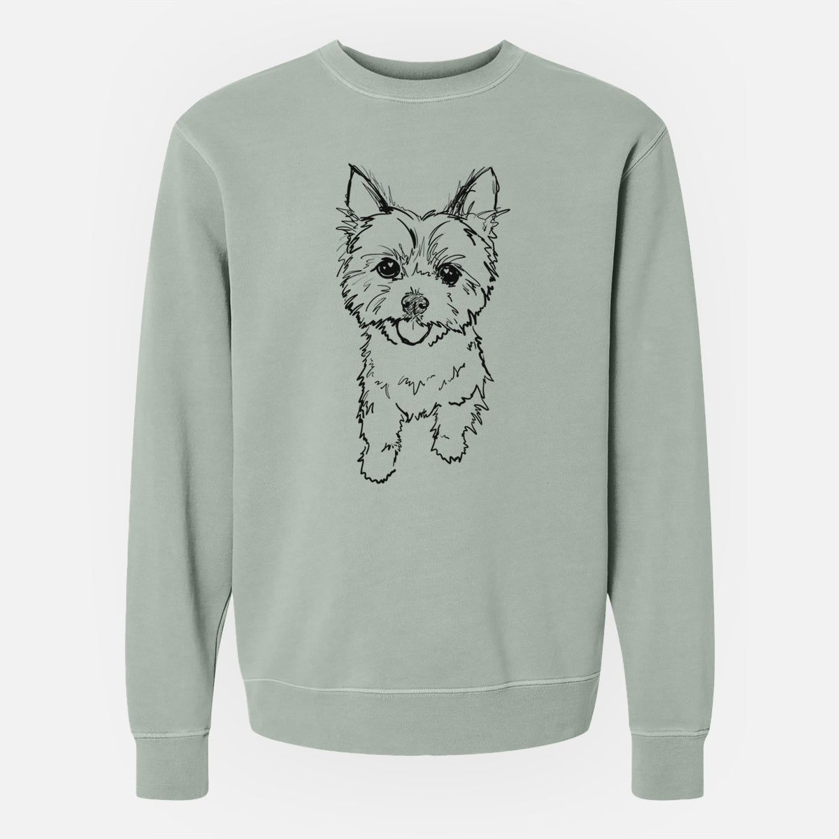 Doodled Axl the Yorkshire Terrier - Unisex Pigment Dyed Crew Sweatshirt