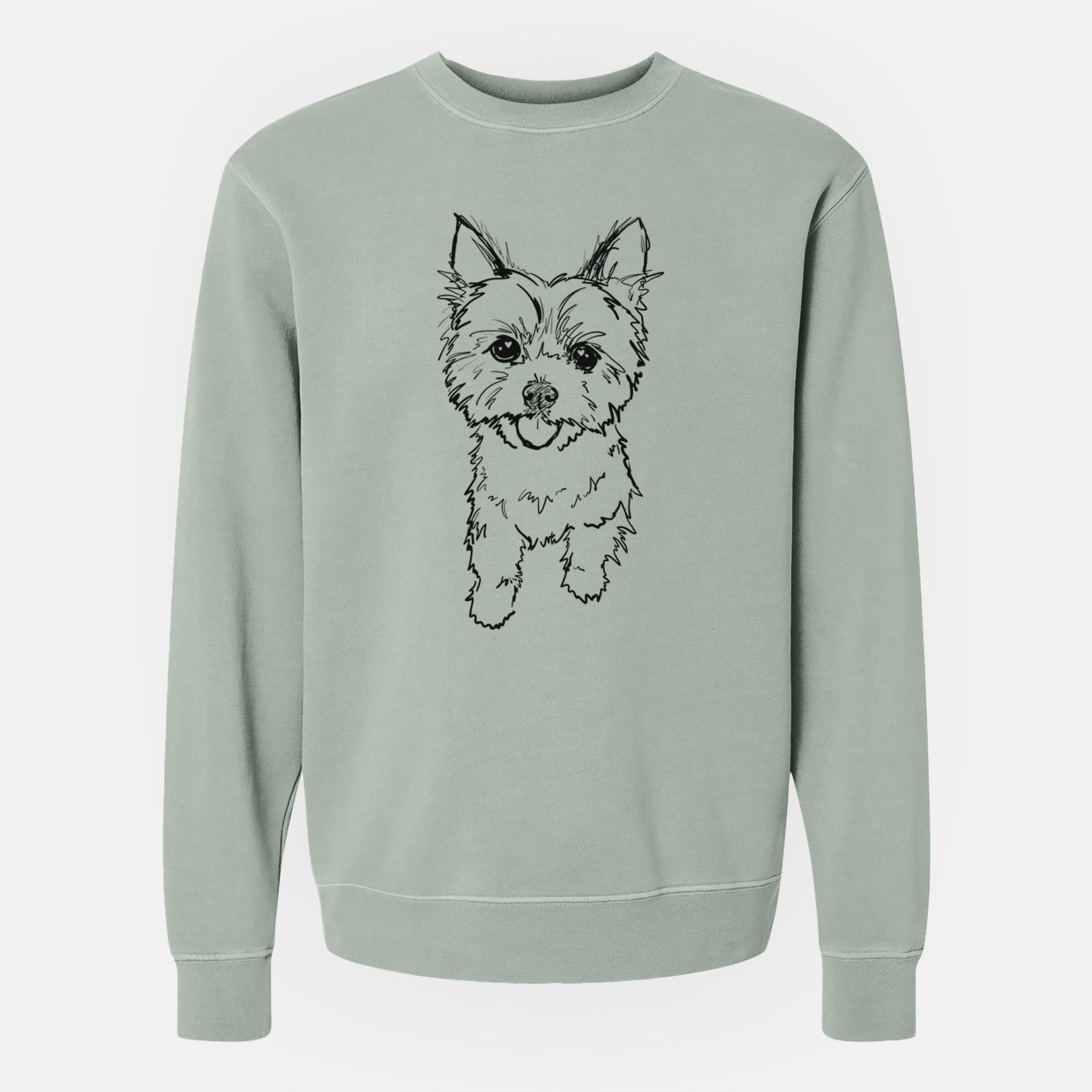 Doodled Axl the Yorkshire Terrier - Unisex Pigment Dyed Crew Sweatshirt