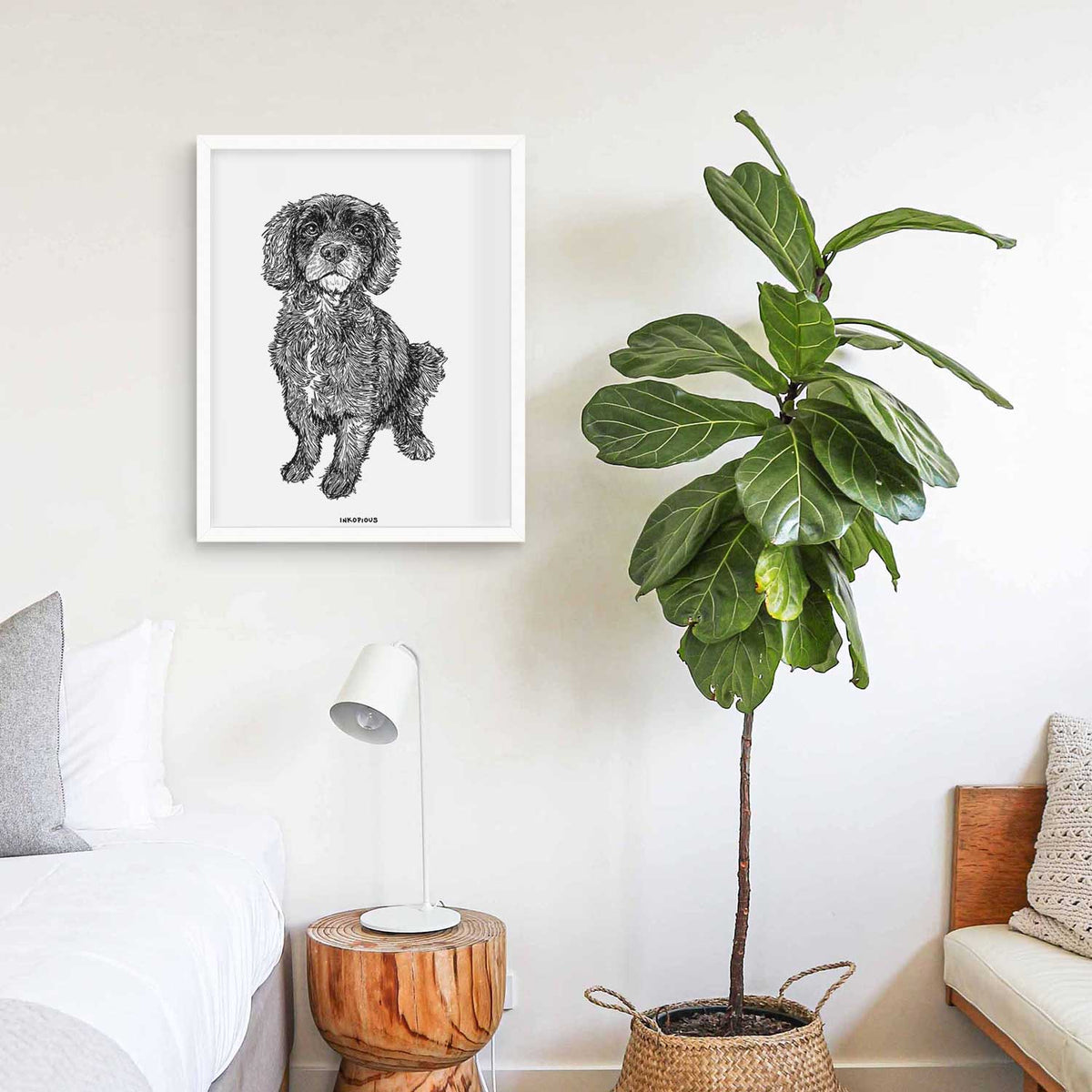 Doodled Bama the Cocker Spaniel Mix Art Print