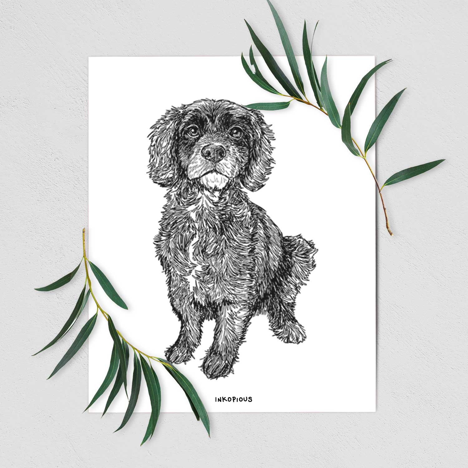 Doodled Bama the Cocker Spaniel Mix Art Print