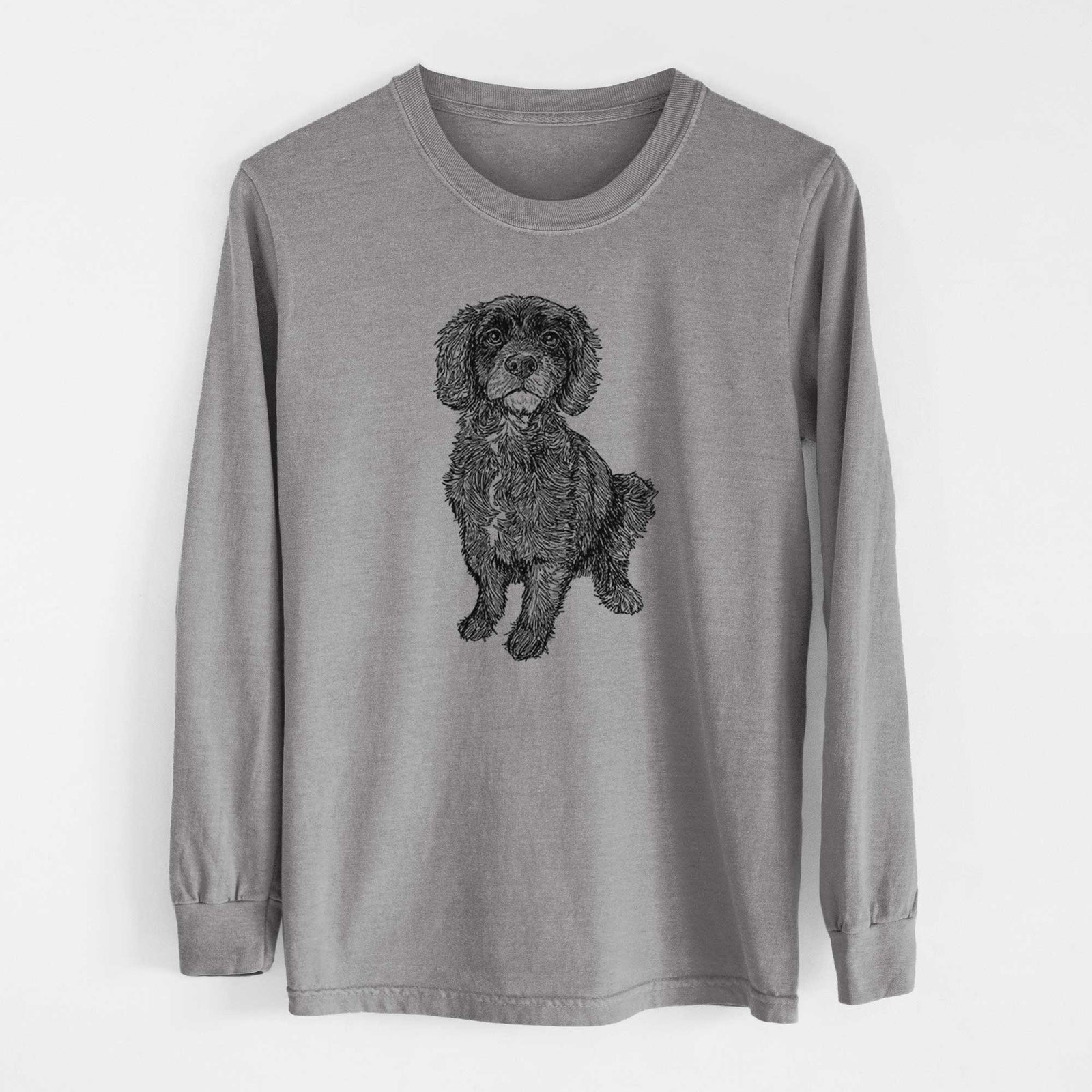 Doodled Bama the Cocker Spaniel Mix - Heavyweight 100% Cotton Long Sleeve