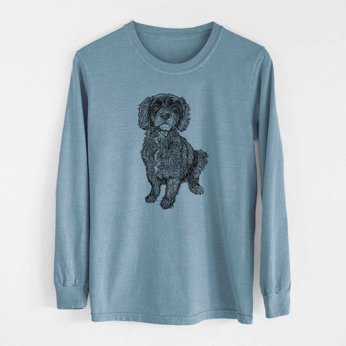 Doodled Bama the Cocker Spaniel Mix - Heavyweight 100% Cotton Long Sleeve