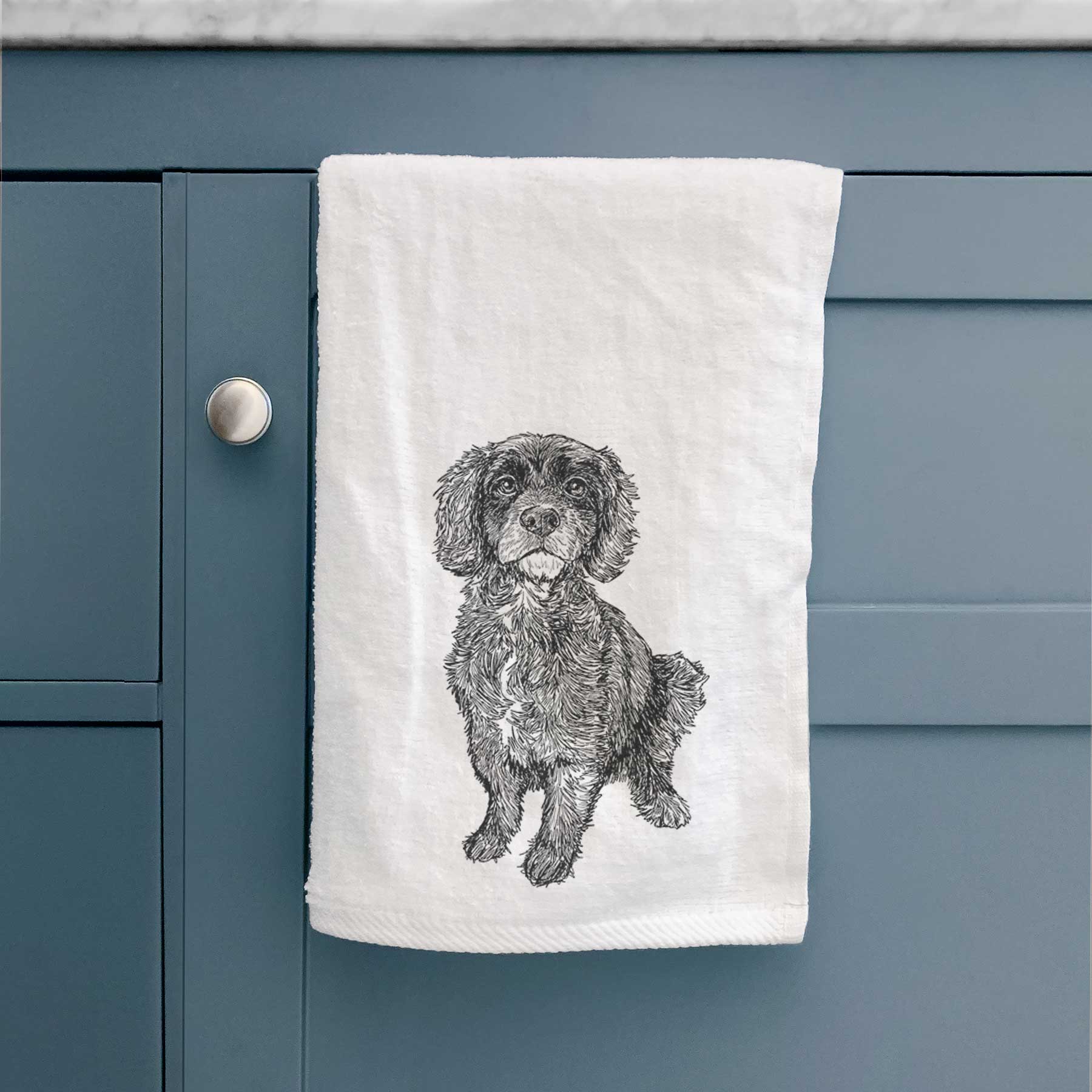 Doodled Bama the Cocker Spaniel Mix Decorative Hand Towel