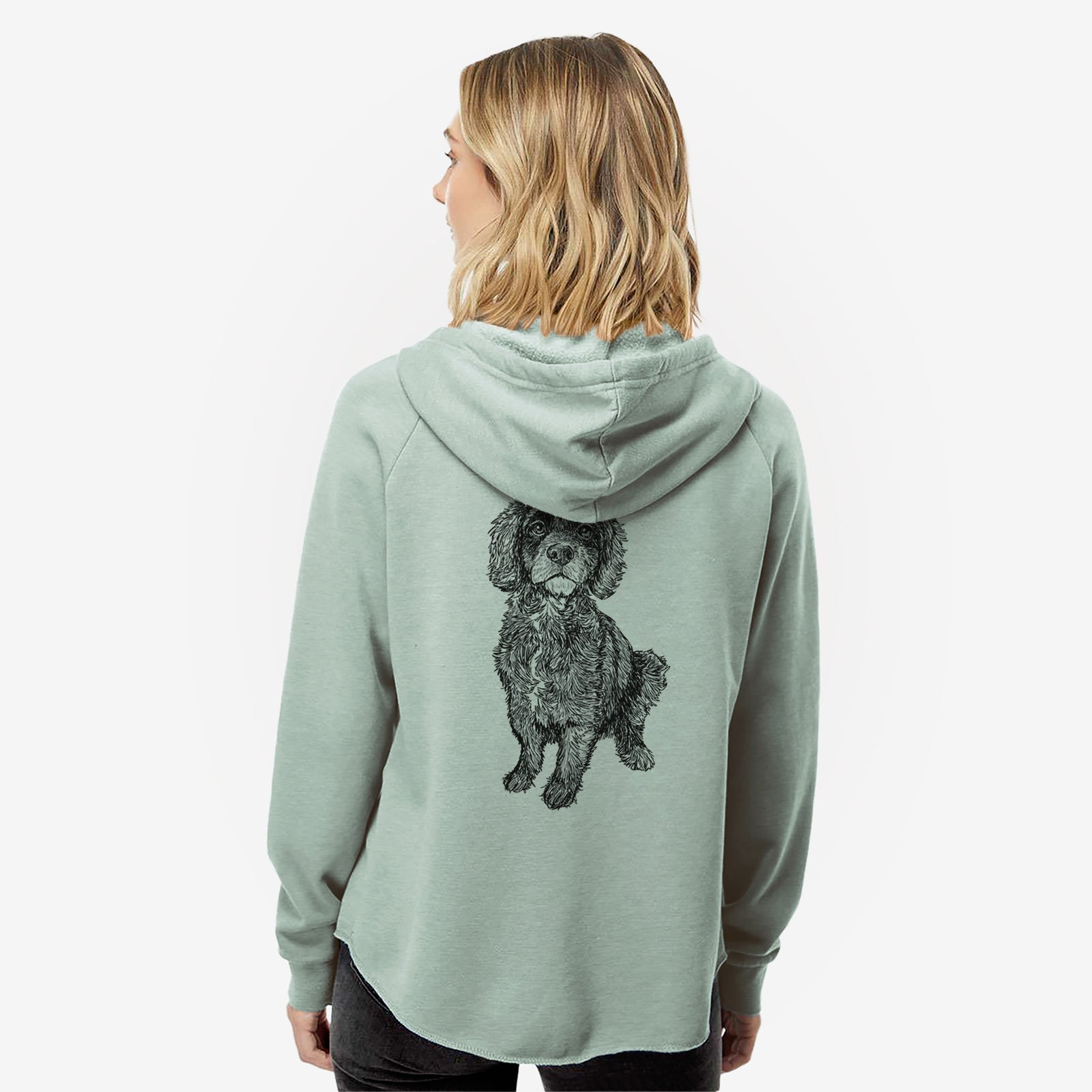 Doodled Bama the Cocker Spaniel Mix - Women's Cali Wave Zip-Up Sweatshirt