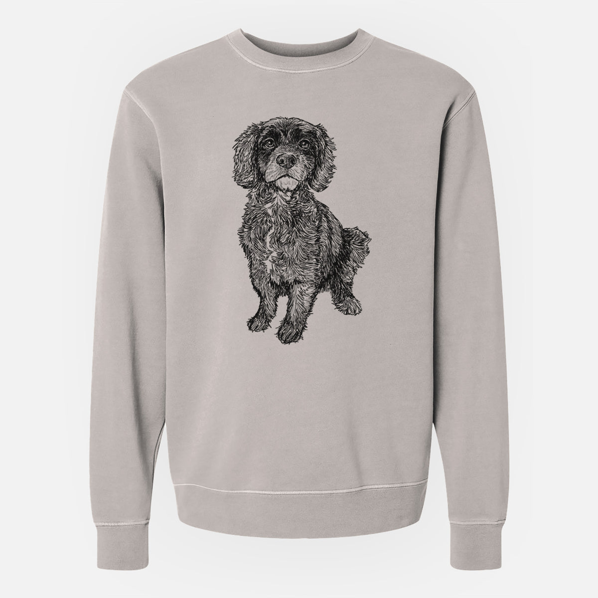Doodled Bama the Cocker Spaniel Mix - Unisex Pigment Dyed Crew Sweatshirt