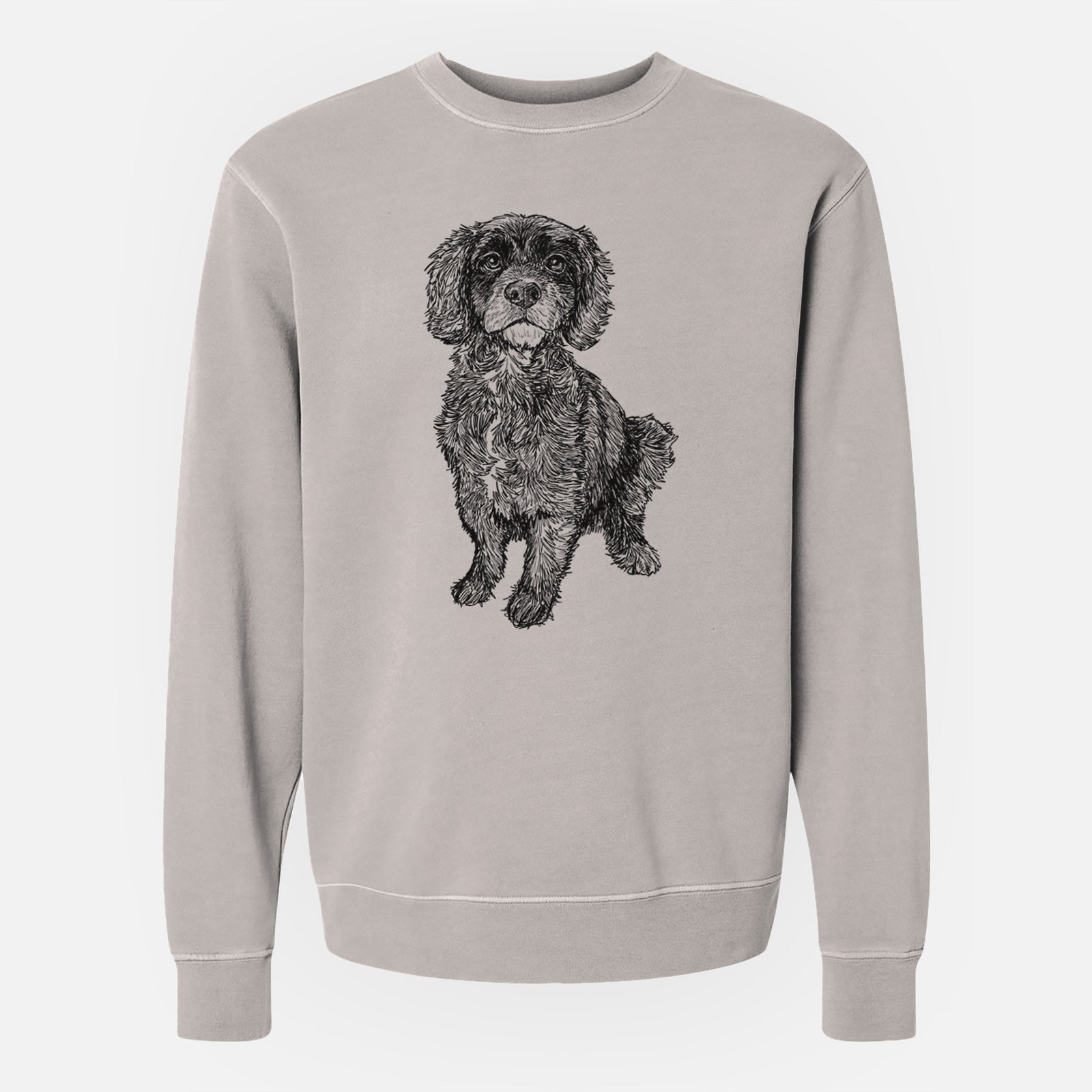 Doodled Bama the Cocker Spaniel Mix - Unisex Pigment Dyed Crew Sweatshirt