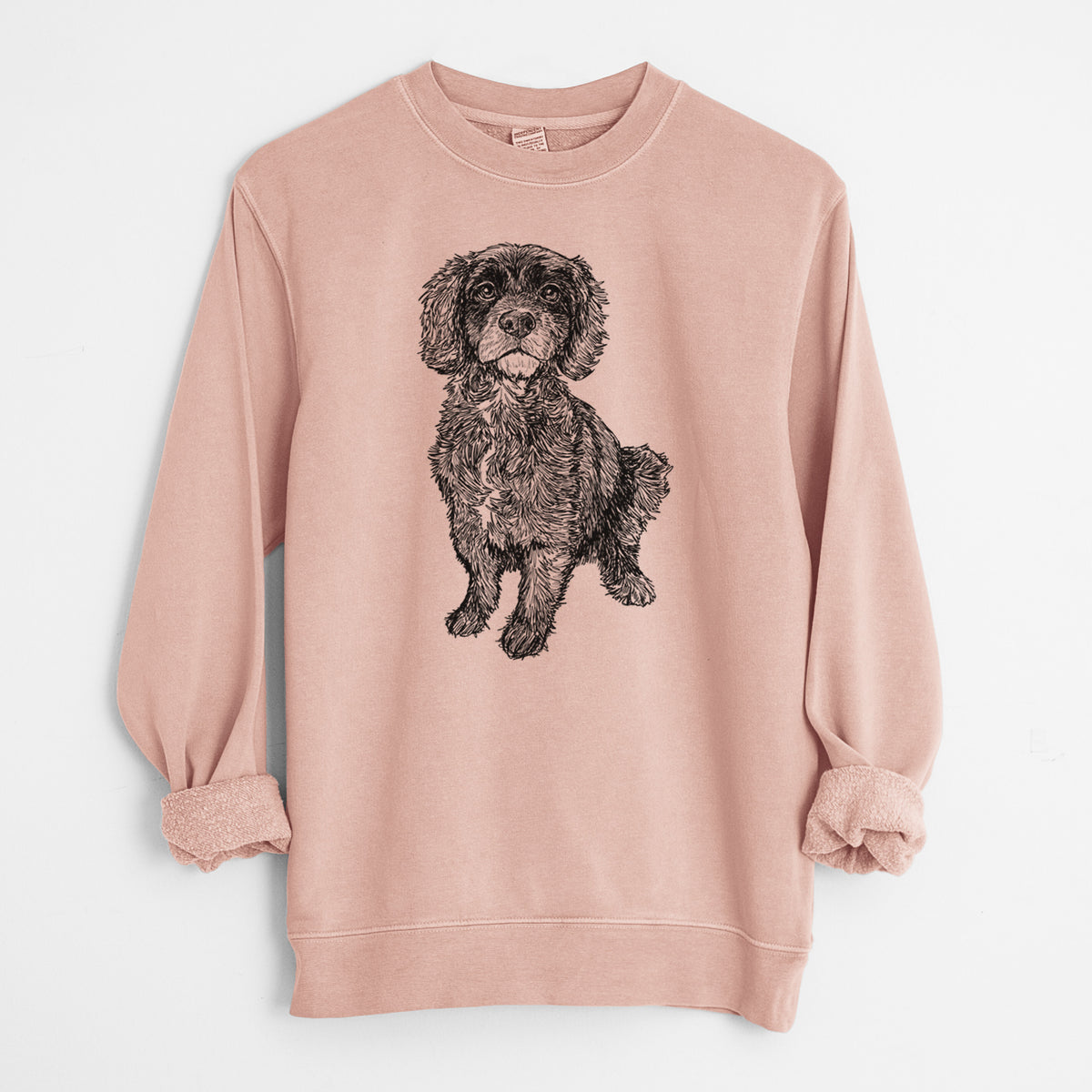 Doodled Bama the Cocker Spaniel Mix - Unisex Pigment Dyed Crew Sweatshirt