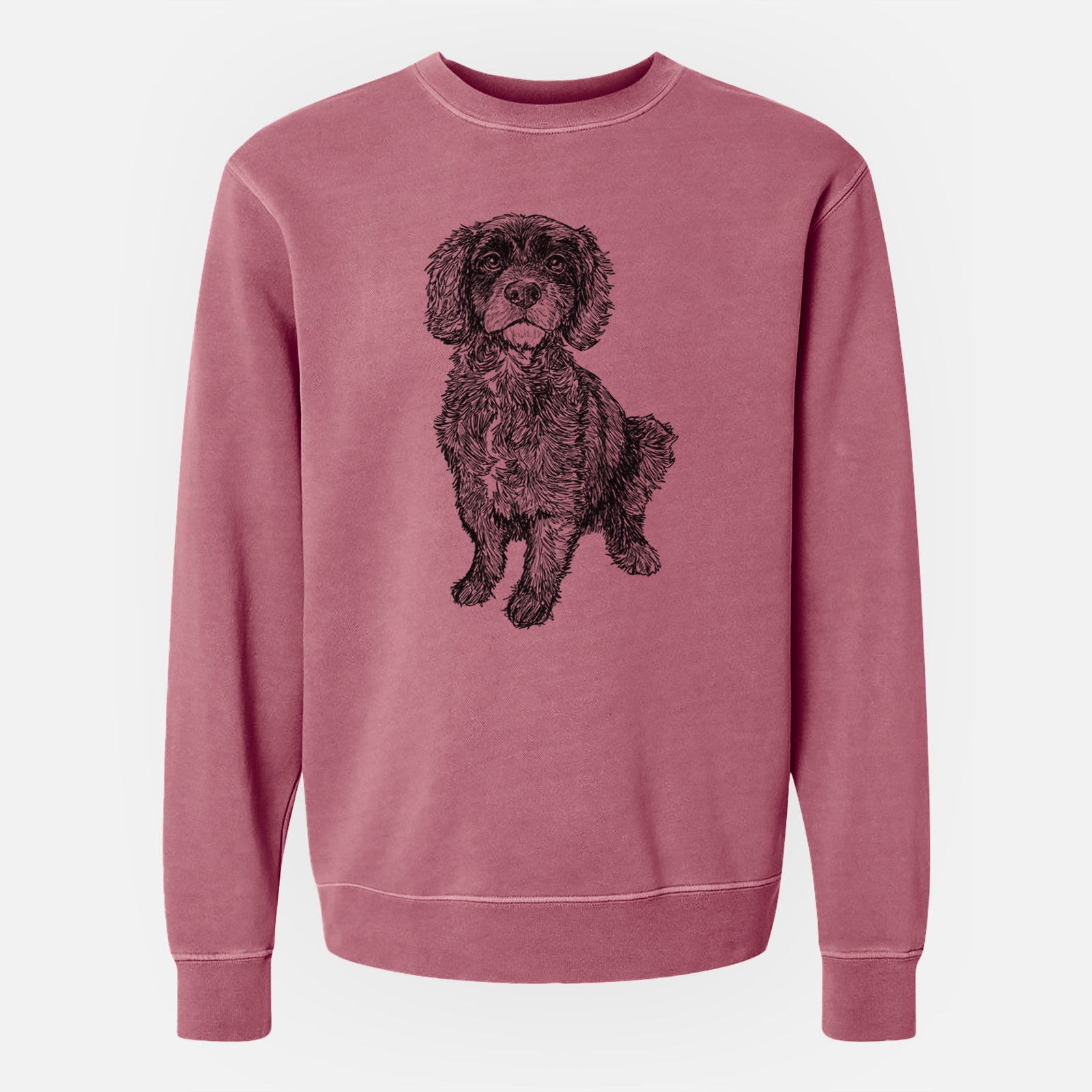 Doodled Bama the Cocker Spaniel Mix - Unisex Pigment Dyed Crew Sweatshirt