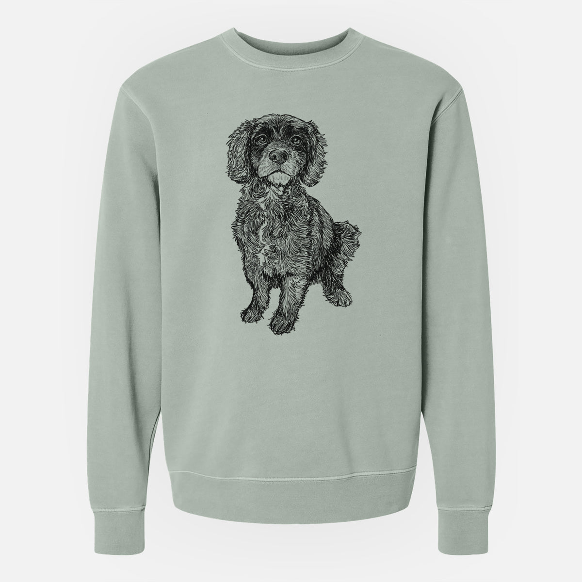 Doodled Bama the Cocker Spaniel Mix - Unisex Pigment Dyed Crew Sweatshirt