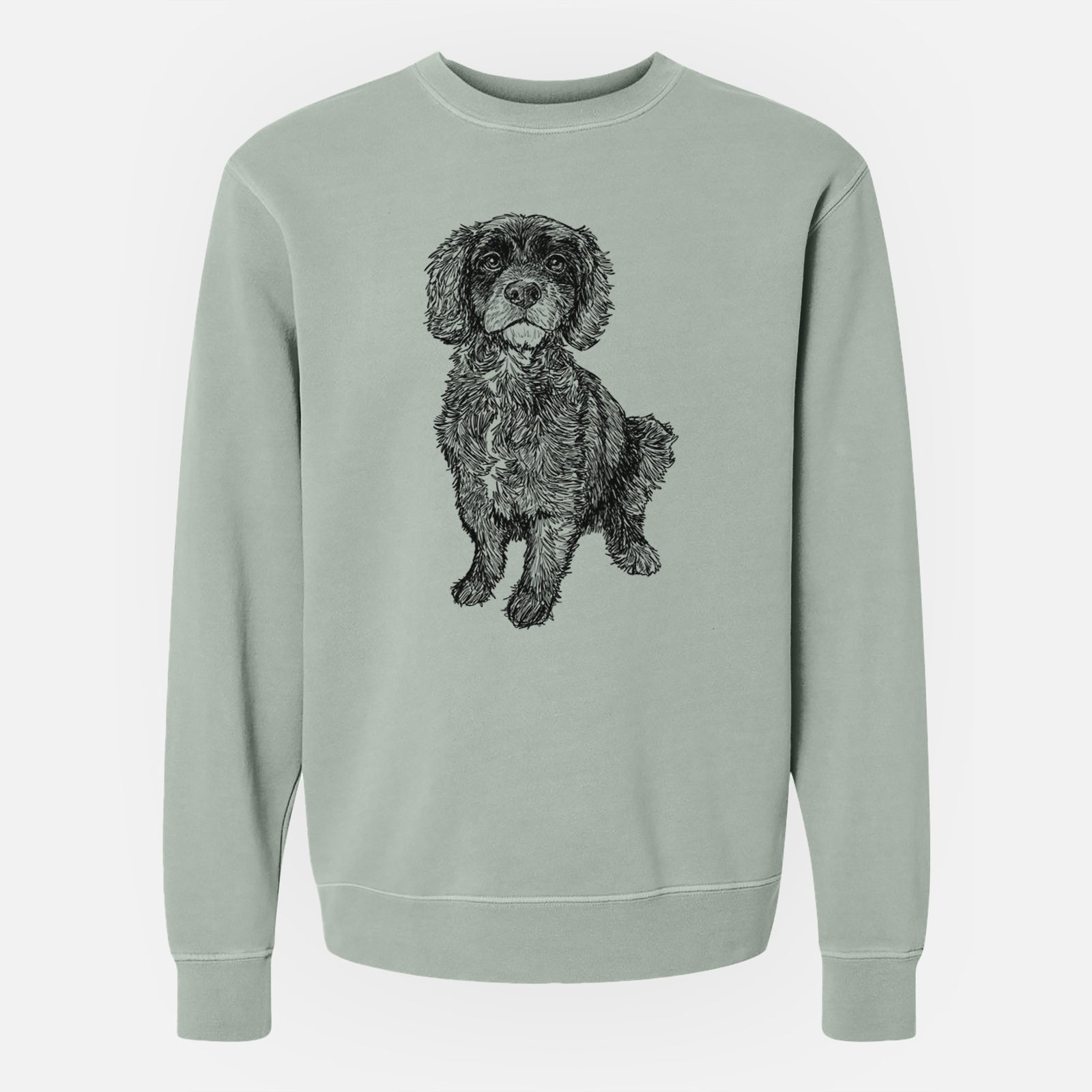 Doodled Bama the Cocker Spaniel Mix - Unisex Pigment Dyed Crew Sweatshirt