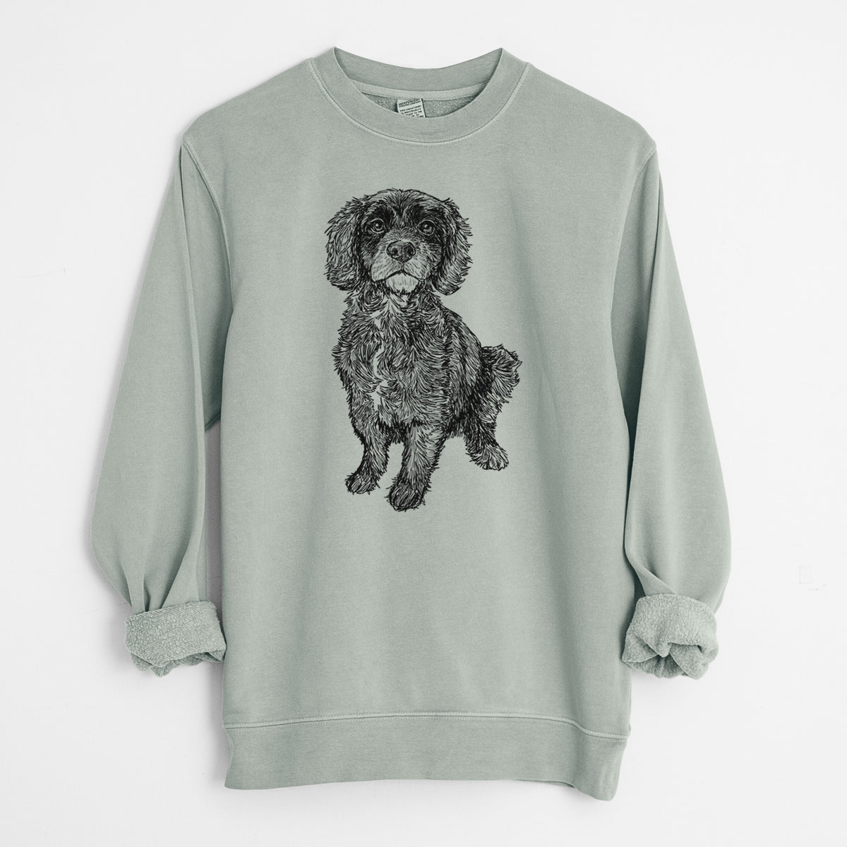 Doodled Bama the Cocker Spaniel Mix - Unisex Pigment Dyed Crew Sweatshirt