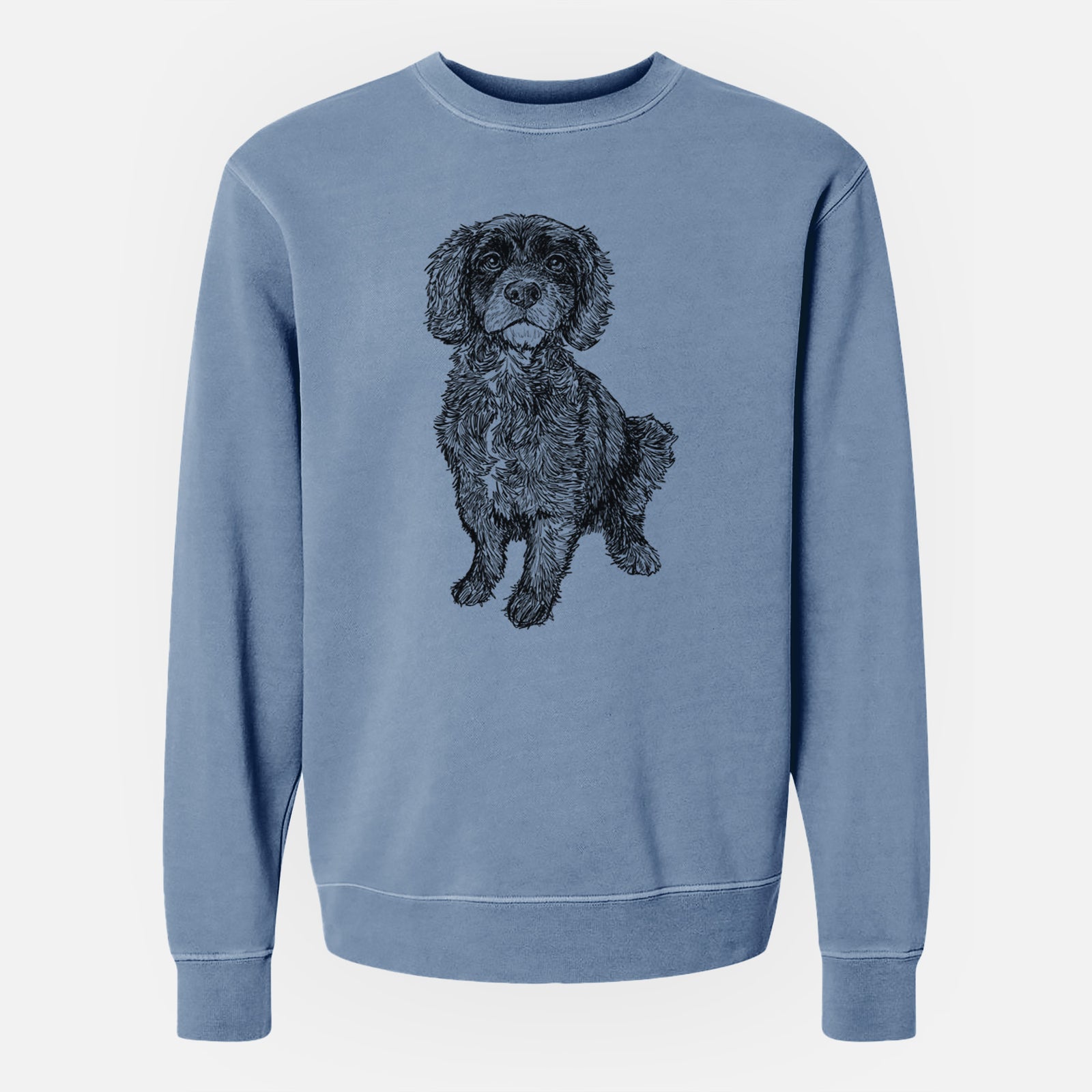 Doodled Bama the Cocker Spaniel Mix - Unisex Pigment Dyed Crew Sweatshirt