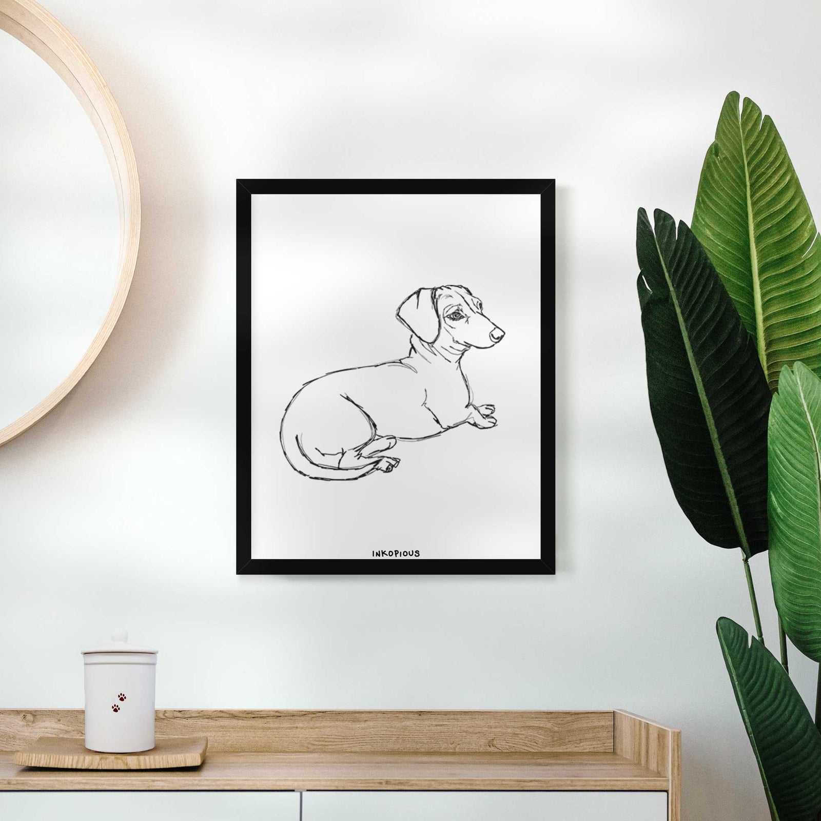 Doodled Bambi the Dachshund Art Print
