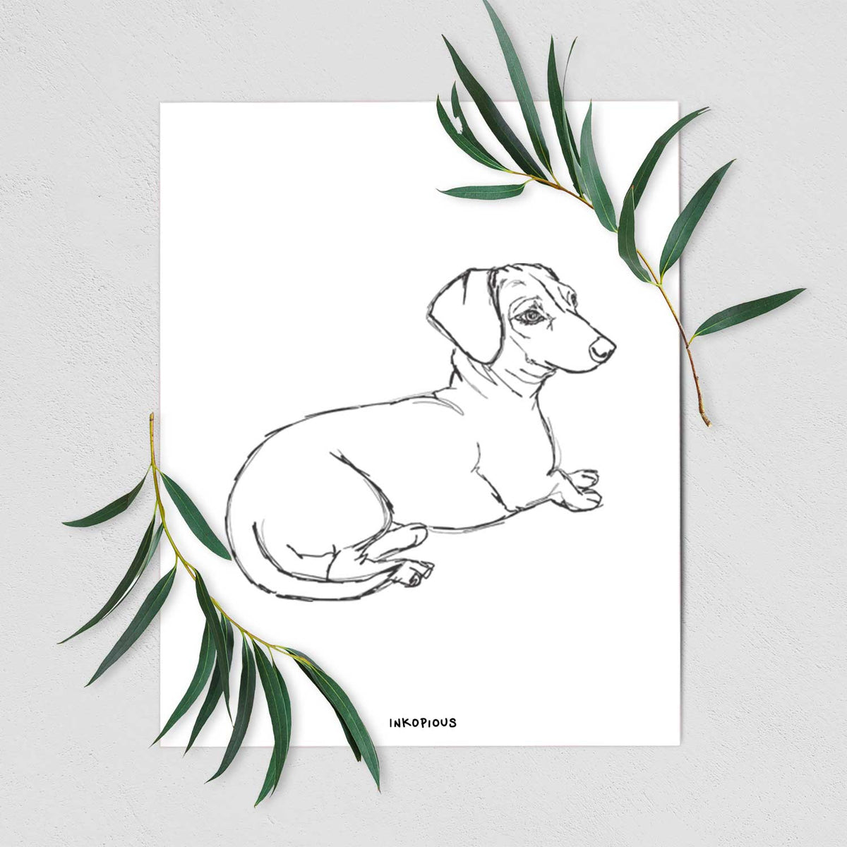 Doodled Bambi the Dachshund Art Print