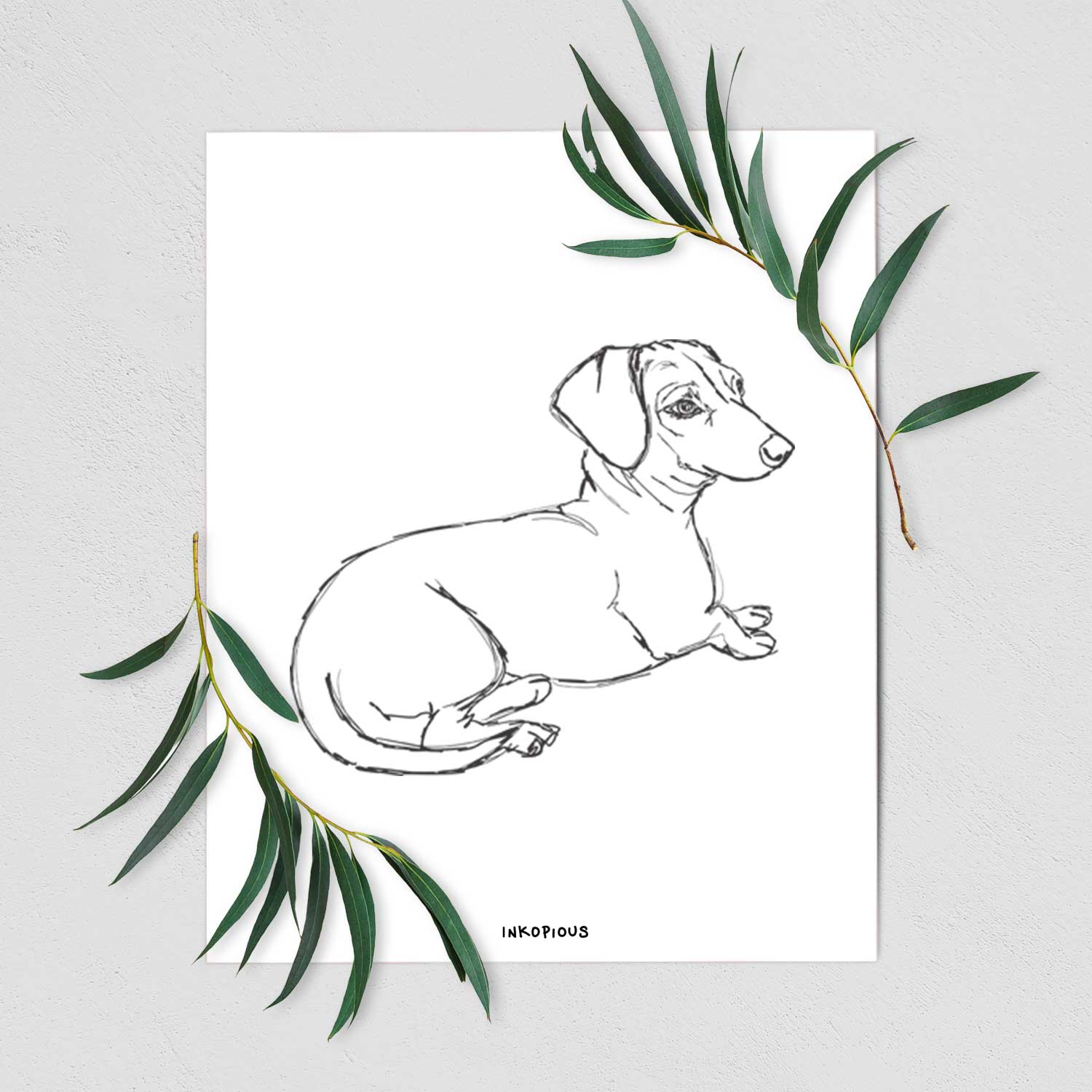 Doodled Bambi the Dachshund Art Print