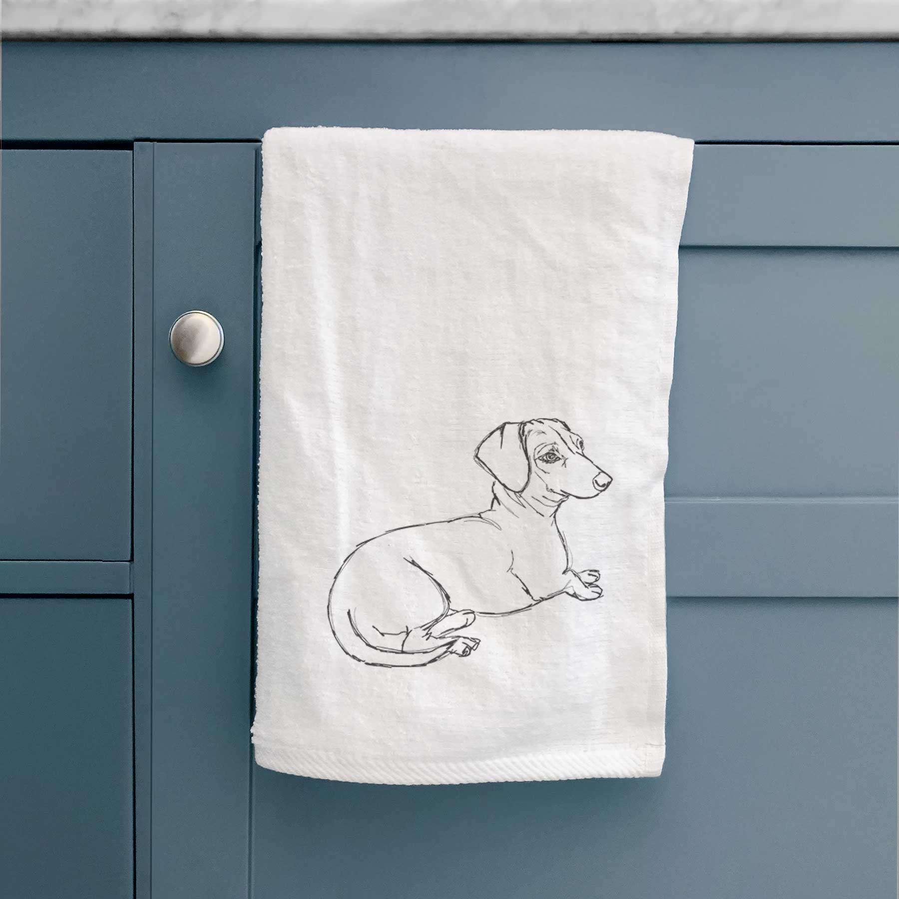 Doodled Bambi the Dachshund Decorative Hand Towel