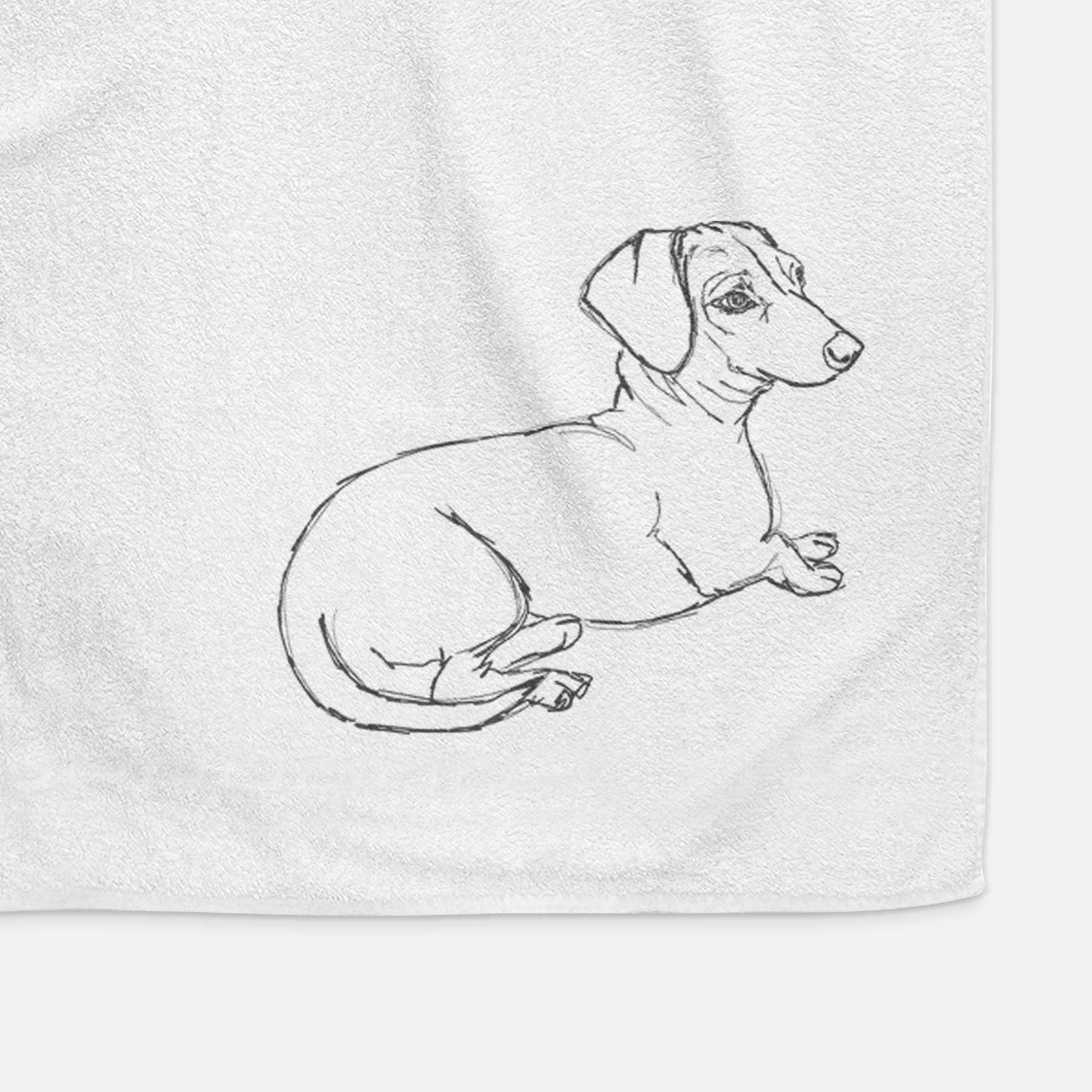 Doodled Bambi the Dachshund Decorative Hand Towel