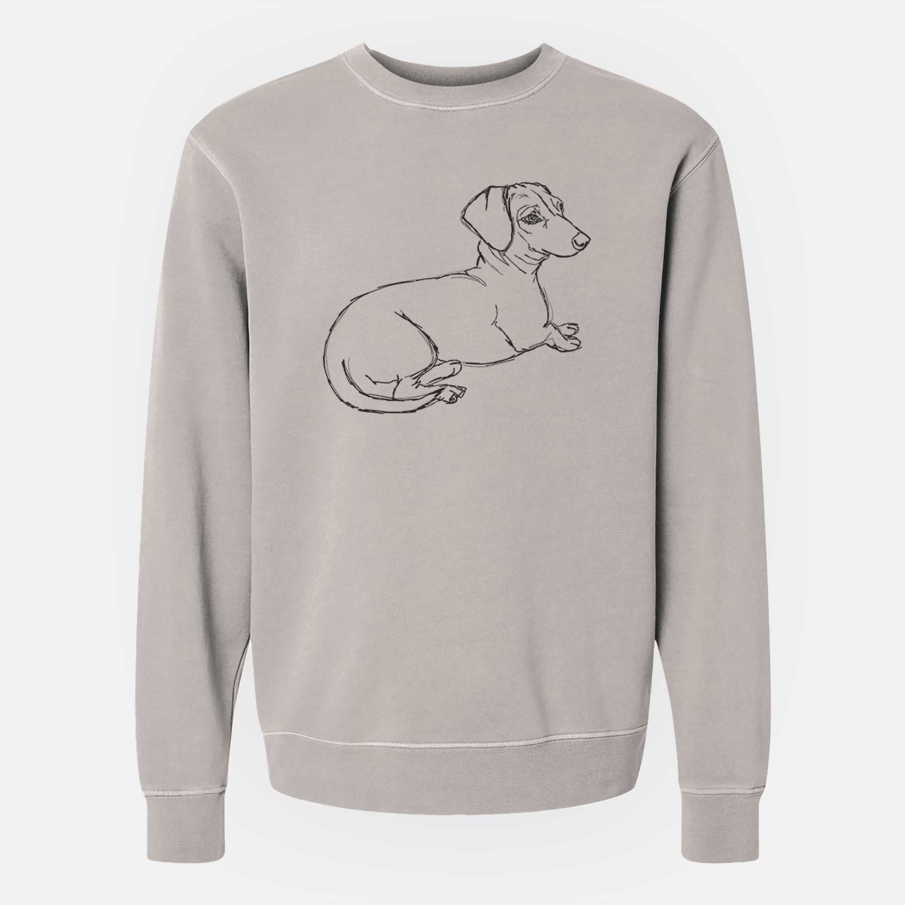 Doodled Bambi the Dachshund - Unisex Pigment Dyed Crew Sweatshirt