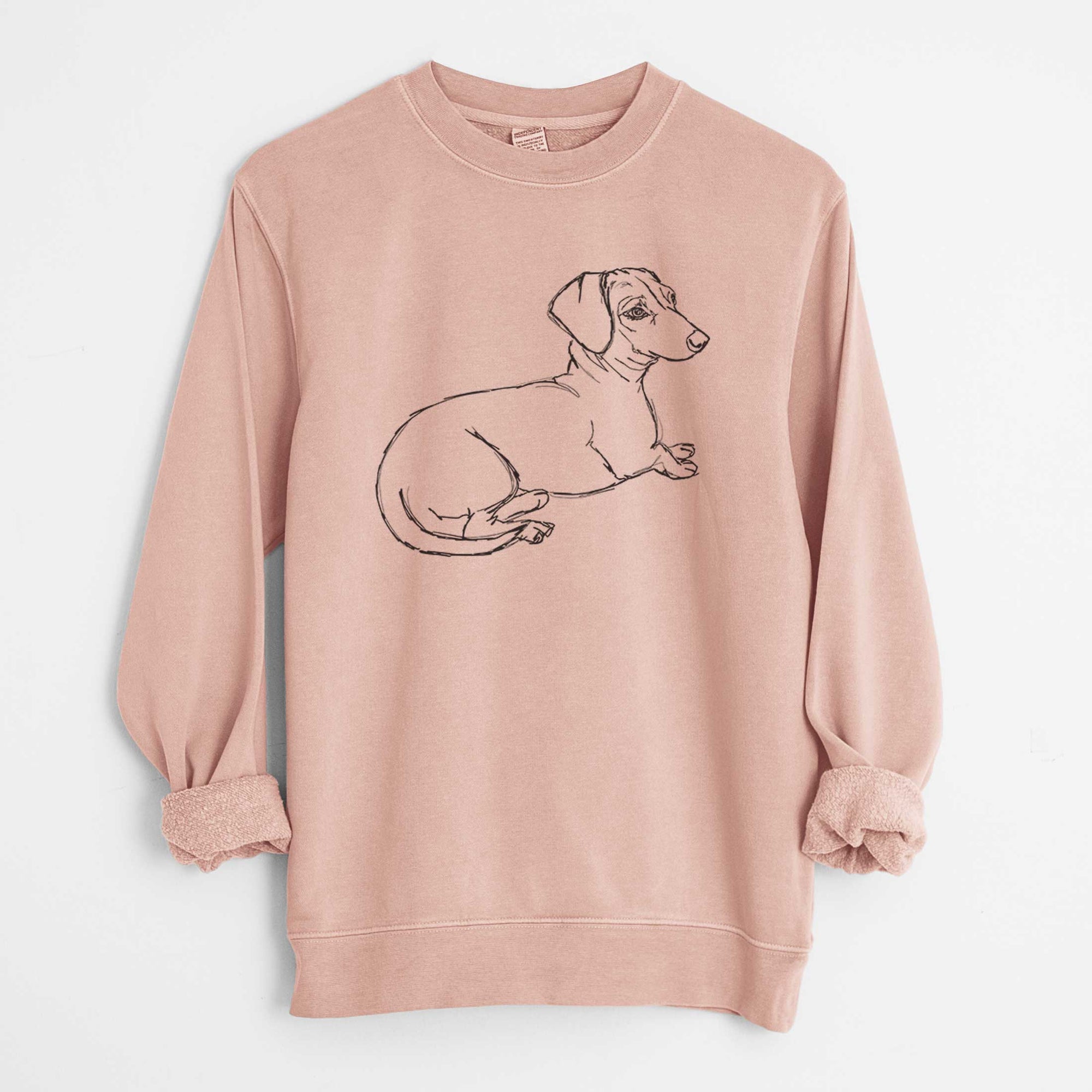 Doodled Bambi the Dachshund - Unisex Pigment Dyed Crew Sweatshirt