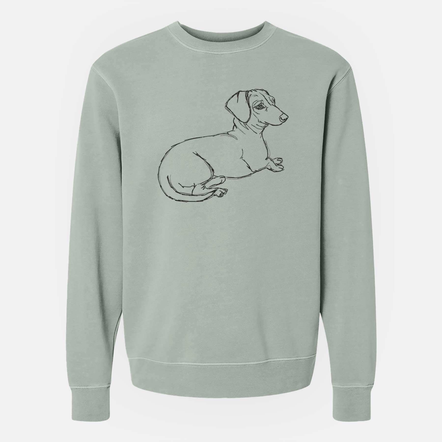 Doodled Bambi the Dachshund - Unisex Pigment Dyed Crew Sweatshirt