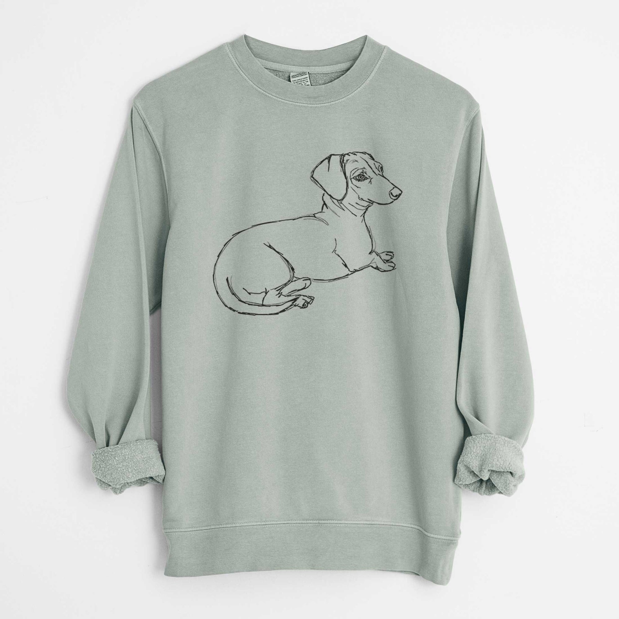 Doodled Bambi the Dachshund - Unisex Pigment Dyed Crew Sweatshirt