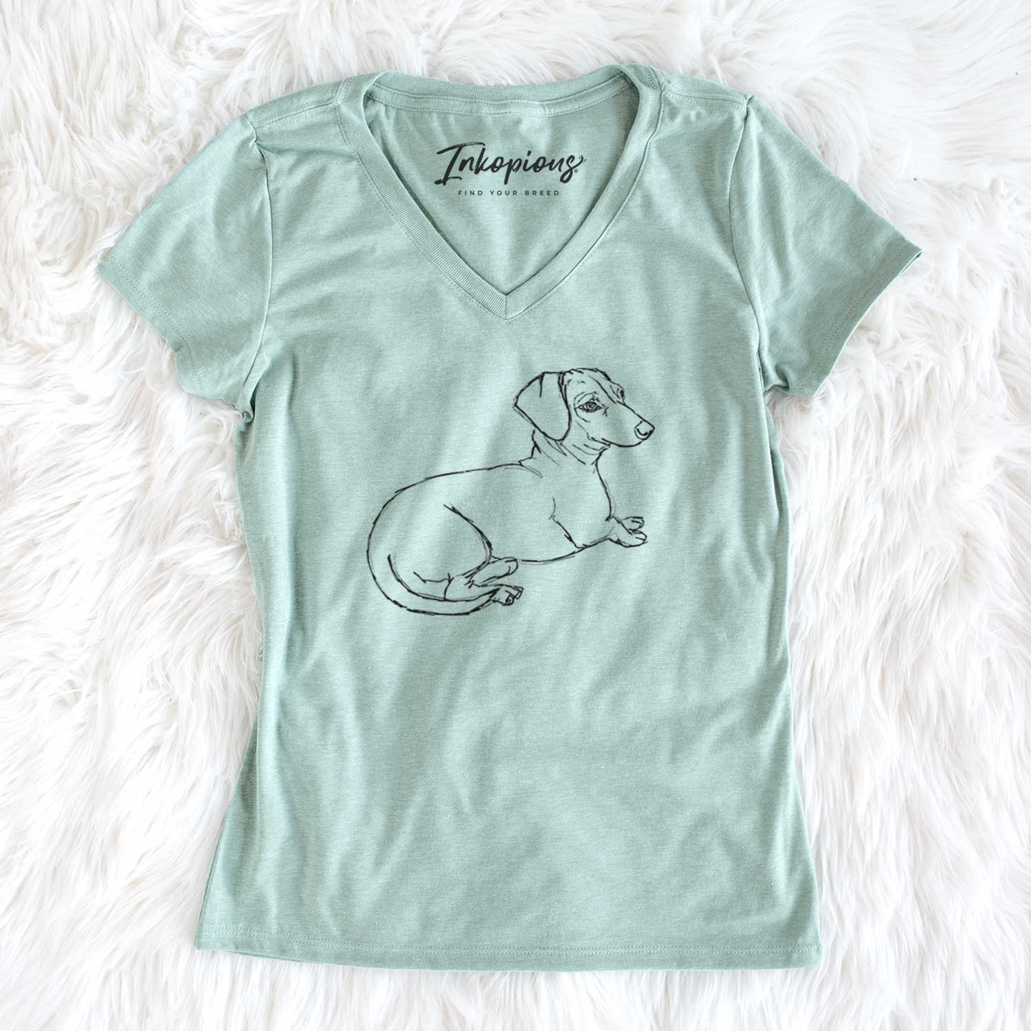 Doodled Bambi the Dachshund - Women's V-neck Shirt