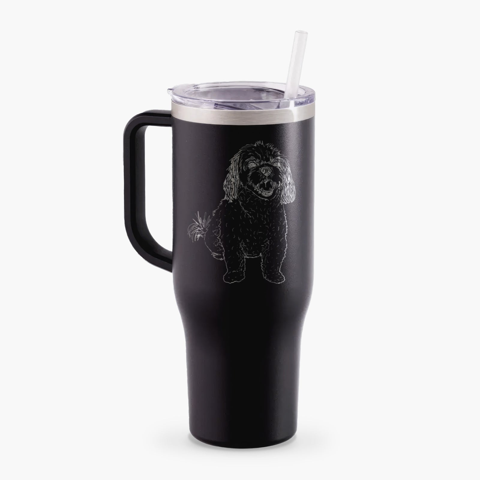 Doodled Bandit the Mixed Breed - 40oz Tumbler with Handle