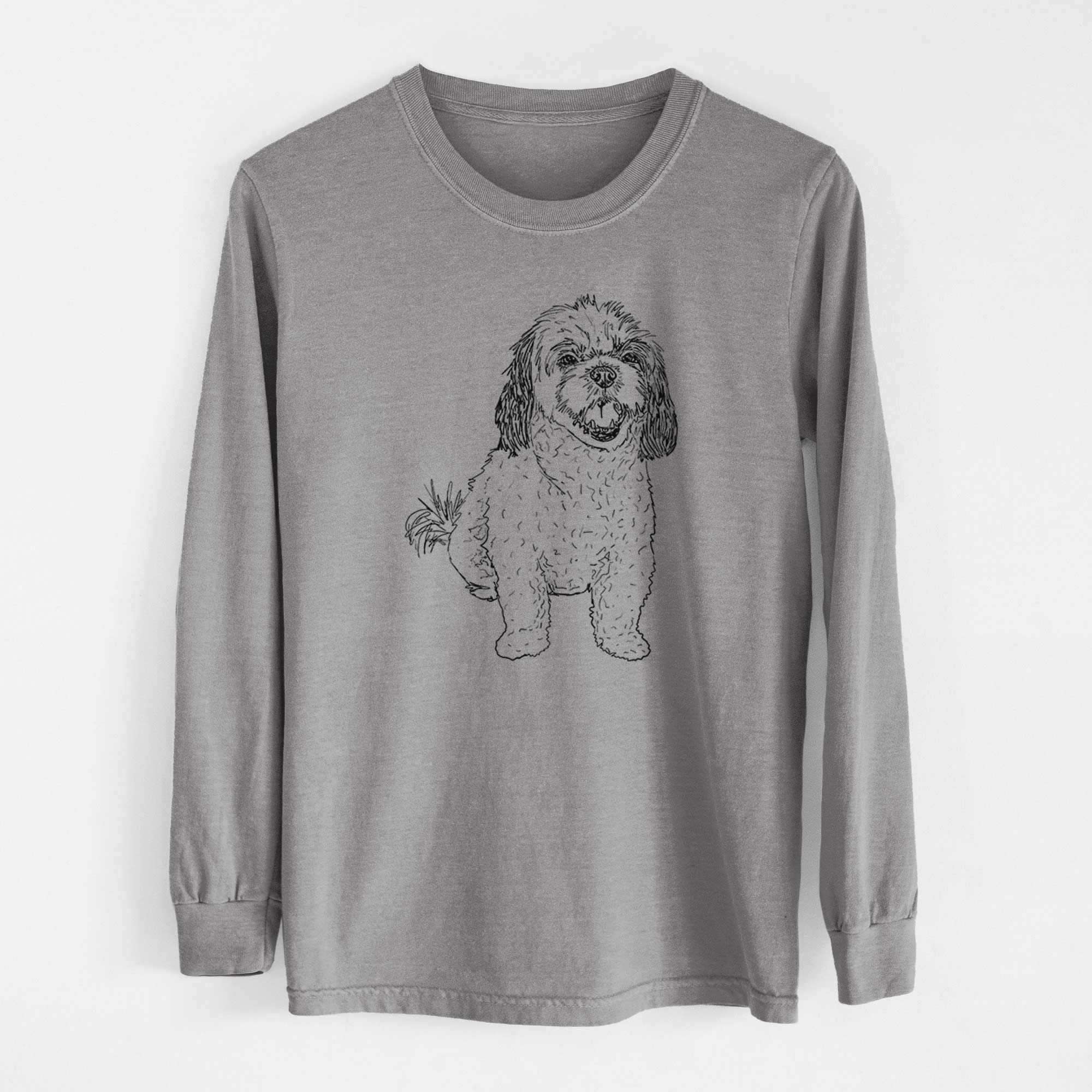 Doodled Bandit the Mixed Breed - Heavyweight 100% Cotton Long Sleeve