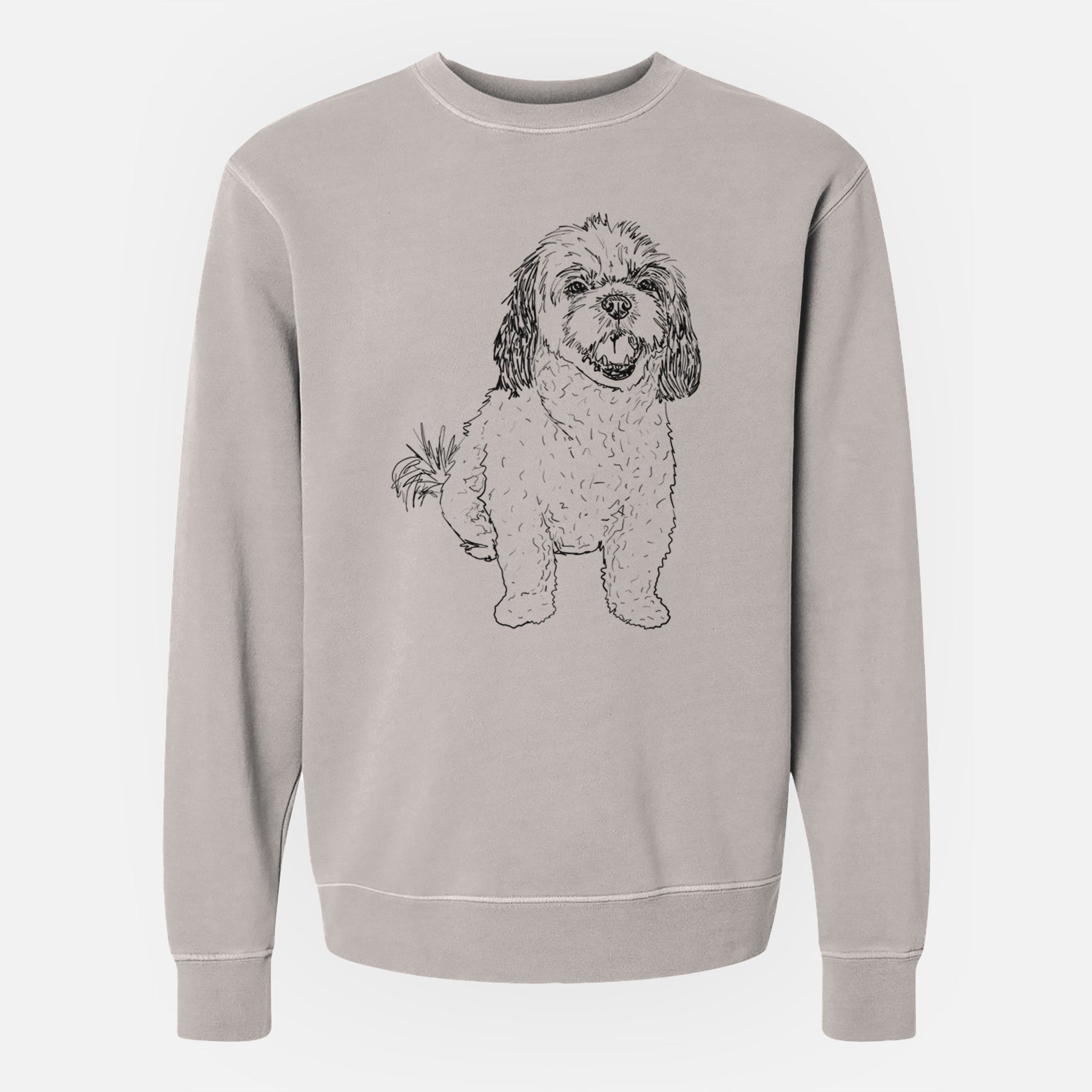 Doodled Bandit the Mixed Breed - Unisex Pigment Dyed Crew Sweatshirt