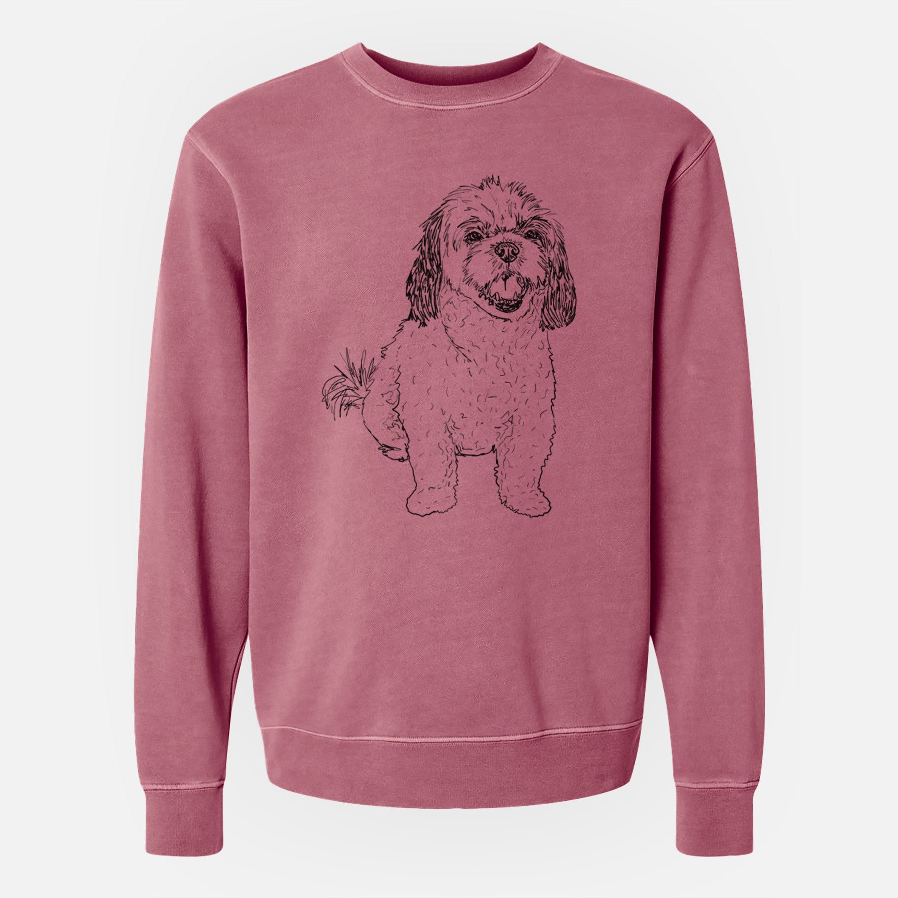 Doodled Bandit the Mixed Breed - Unisex Pigment Dyed Crew Sweatshirt