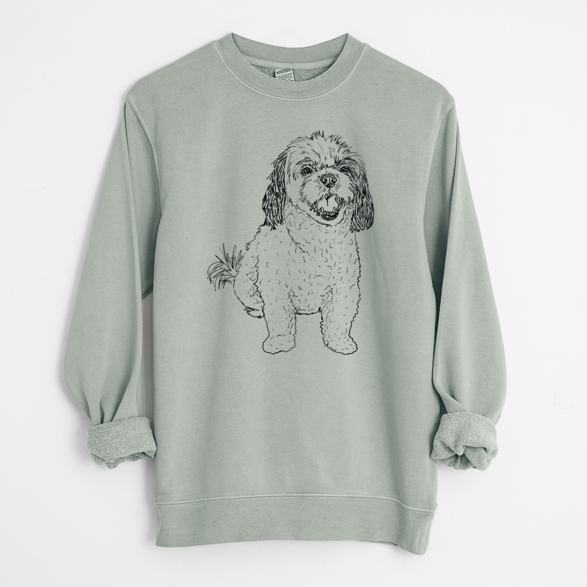 Doodled Bandit the Mixed Breed - Unisex Pigment Dyed Crew Sweatshirt