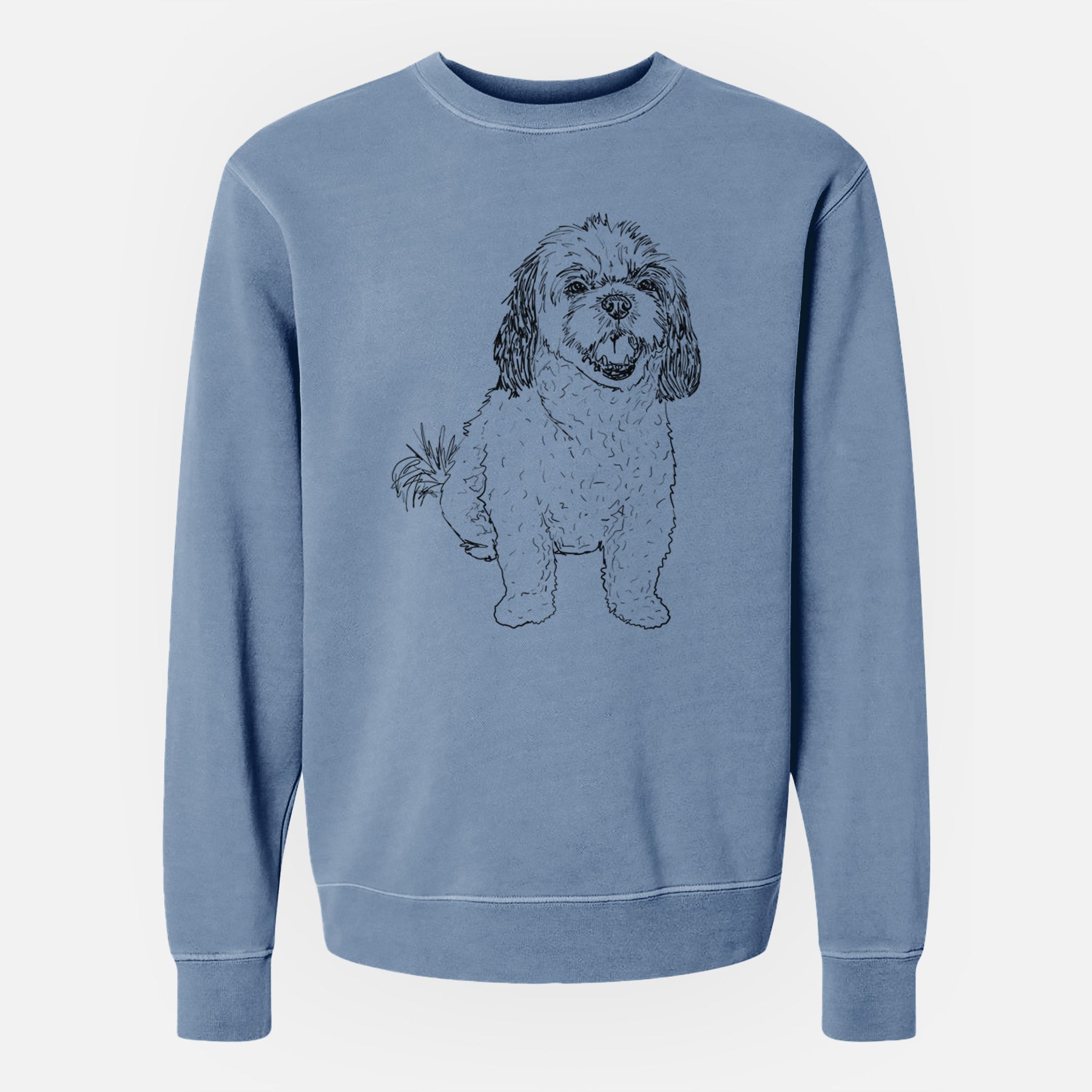 Doodled Bandit the Mixed Breed - Unisex Pigment Dyed Crew Sweatshirt