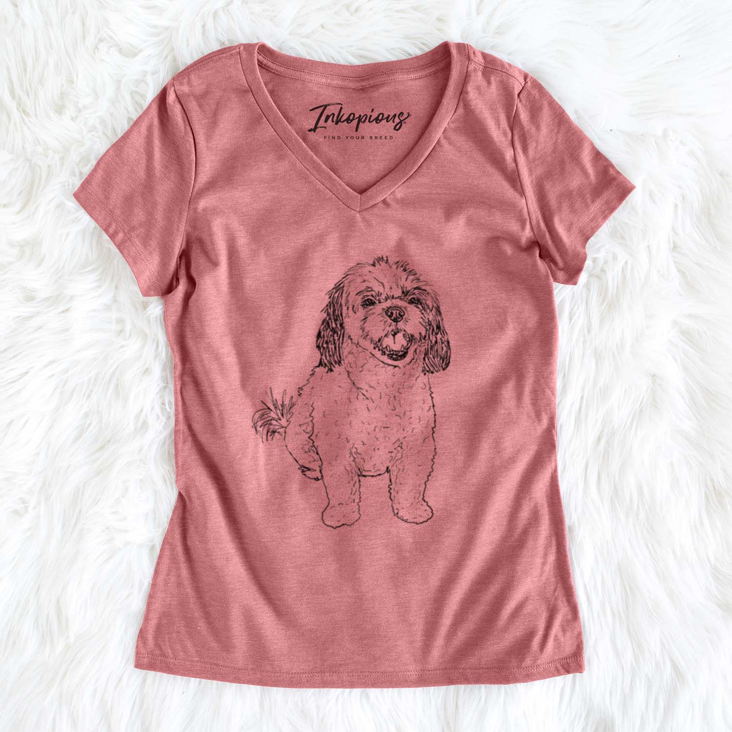 Doodled Bandit the Mixed Breed - Women's V-neck Shirt