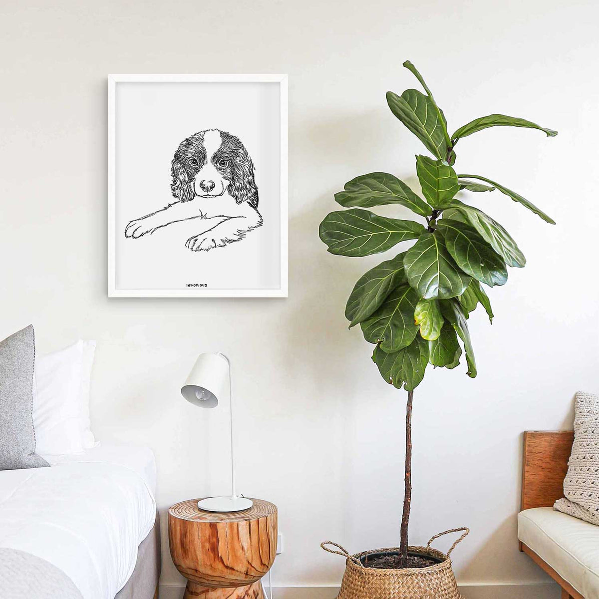 Doodled Bandit the English Springer Spaniel Puppy Art Print