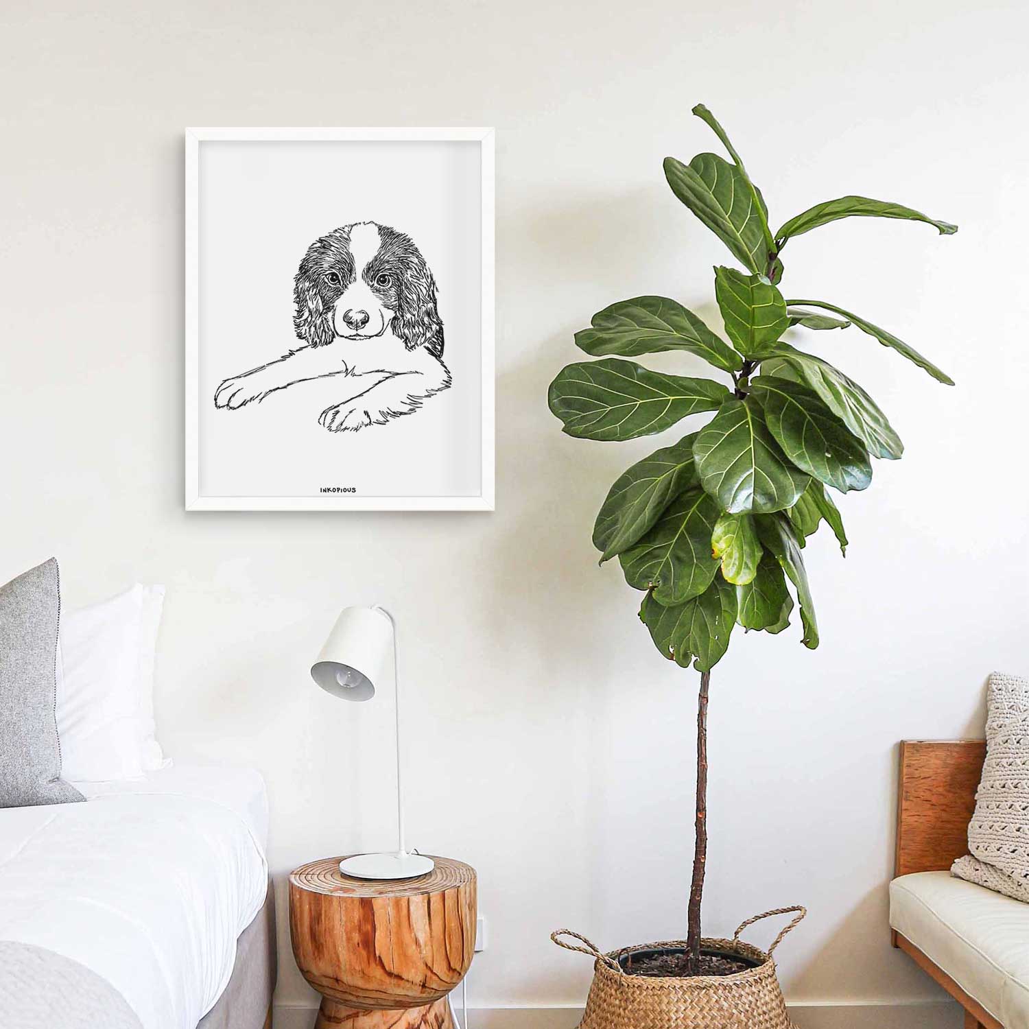 Doodled Bandit the English Springer Spaniel Puppy Art Print