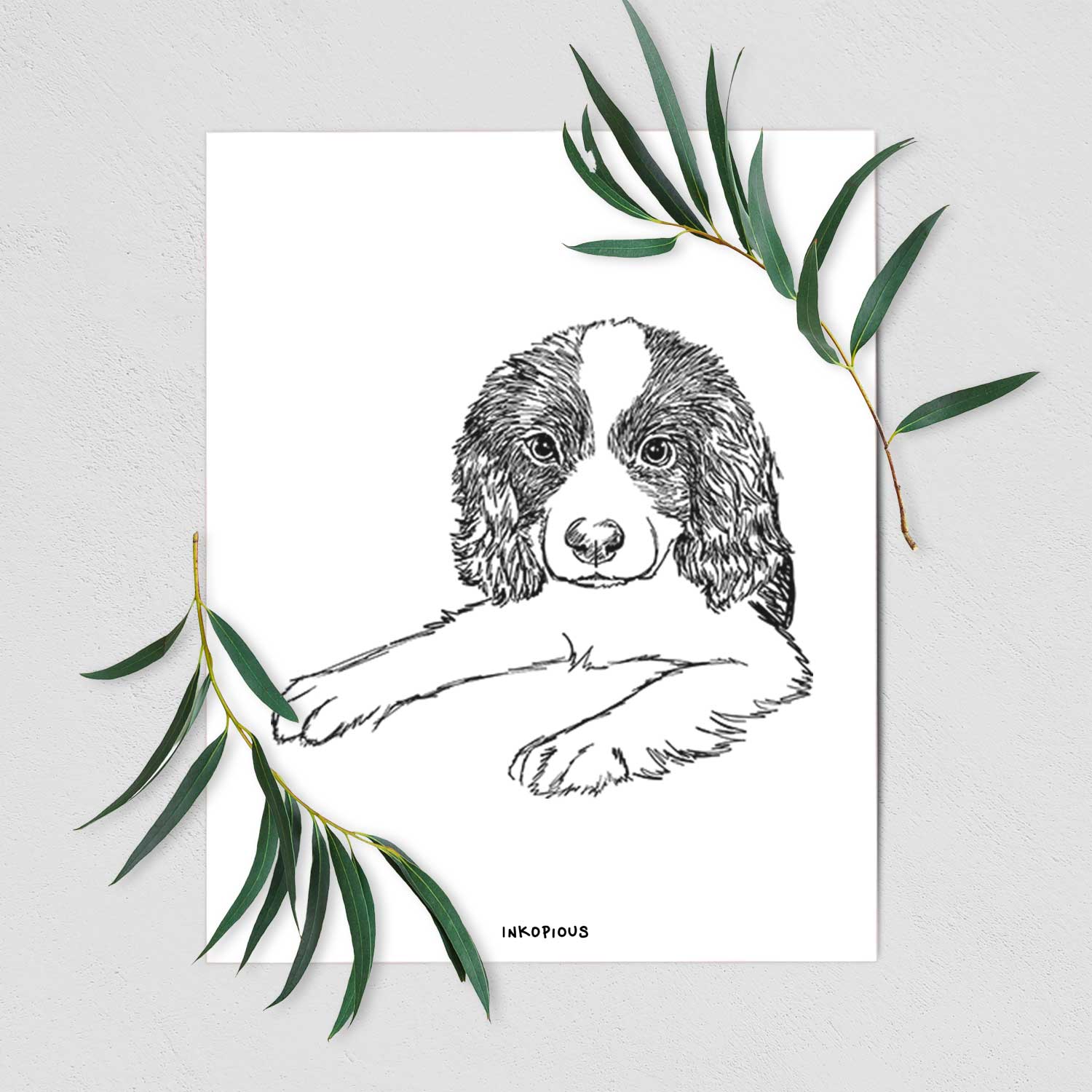 Doodled Bandit the English Springer Spaniel Puppy Art Print