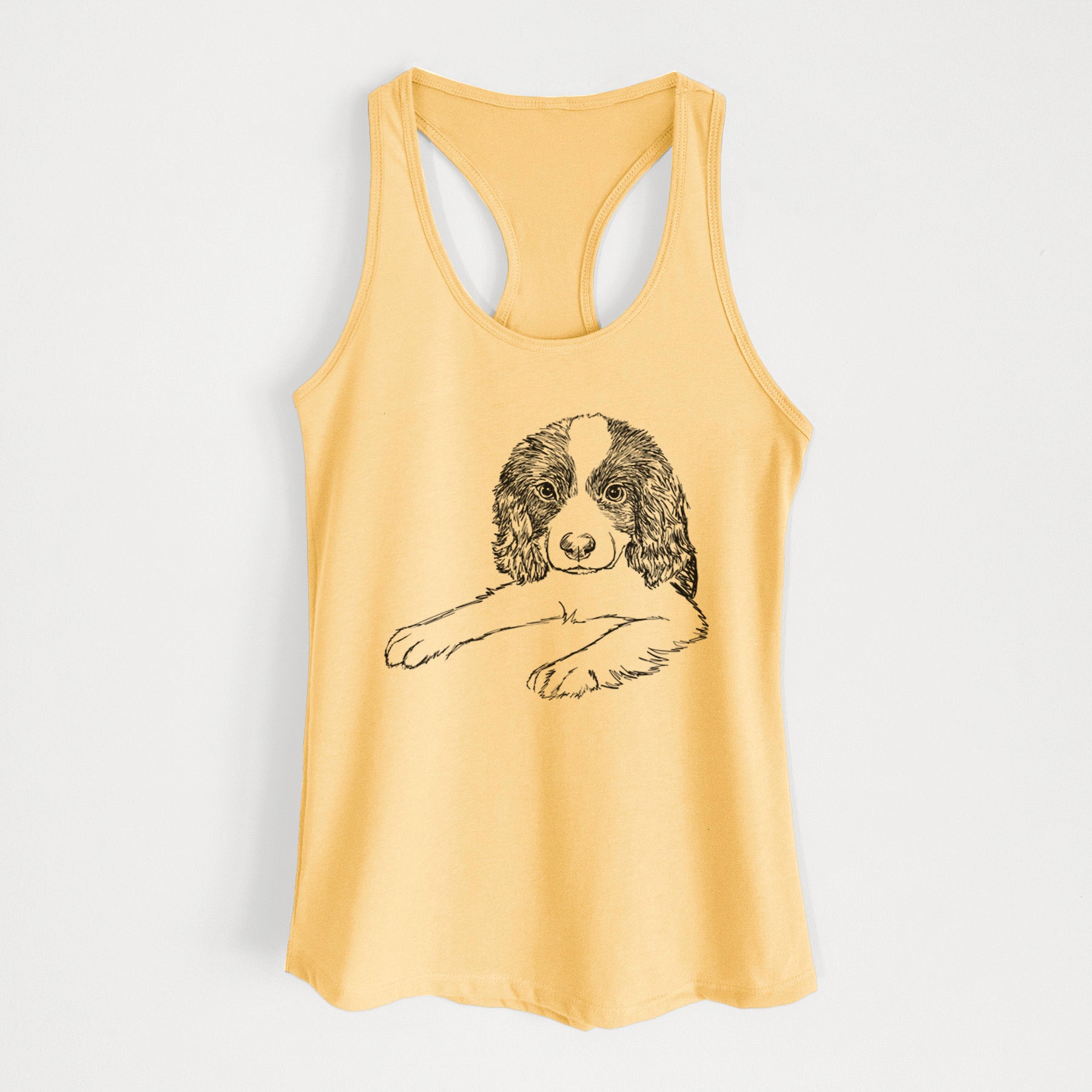 Doodled Bandit the English Springer Spaniel Puppy - Women's Racerback Tanktop