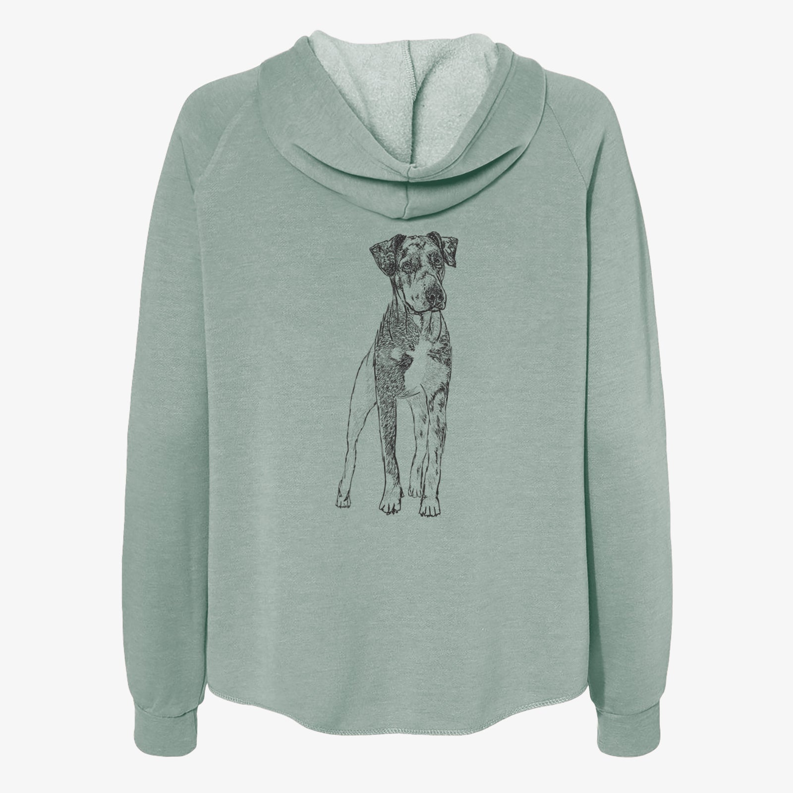 Doodled Bane the Catahoula - Women's Cali Wave Zip-Up Sweatshirt