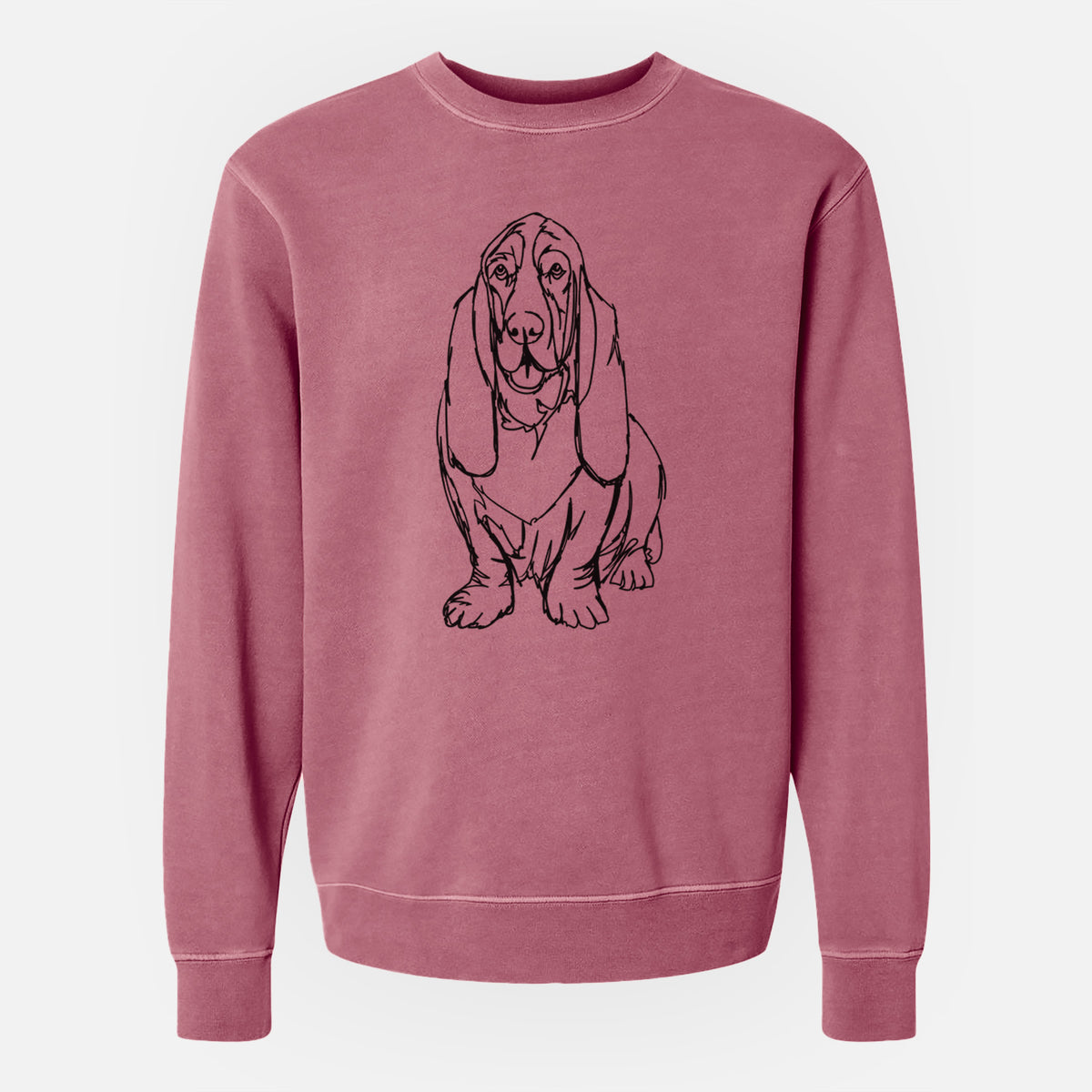 Doodled BassetHound the  - Unisex Pigment Dyed Crew Sweatshirt