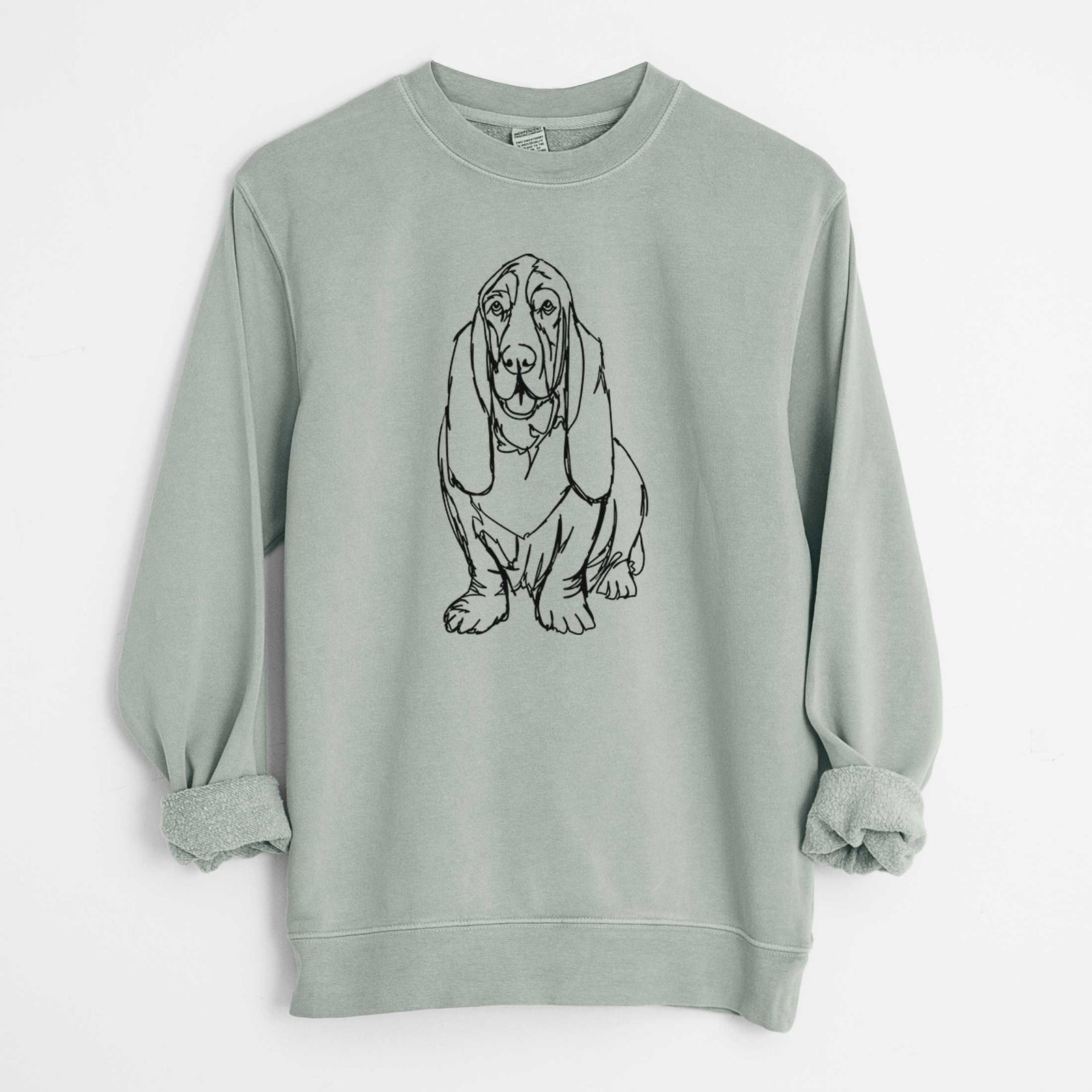 Doodled BassetHound the  - Unisex Pigment Dyed Crew Sweatshirt