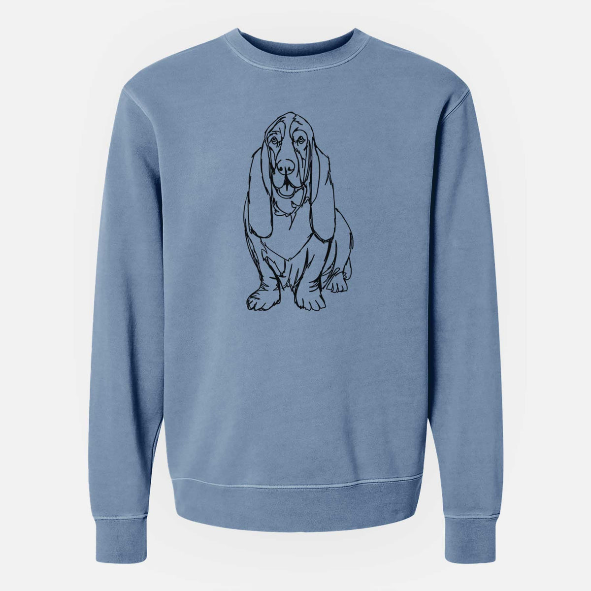 Doodled BassetHound the  - Unisex Pigment Dyed Crew Sweatshirt