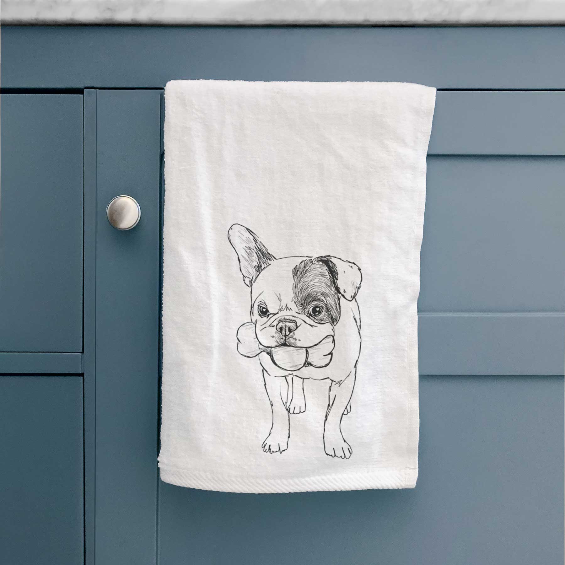 Doodled Beau the French Bulldog Decorative Hand Towel